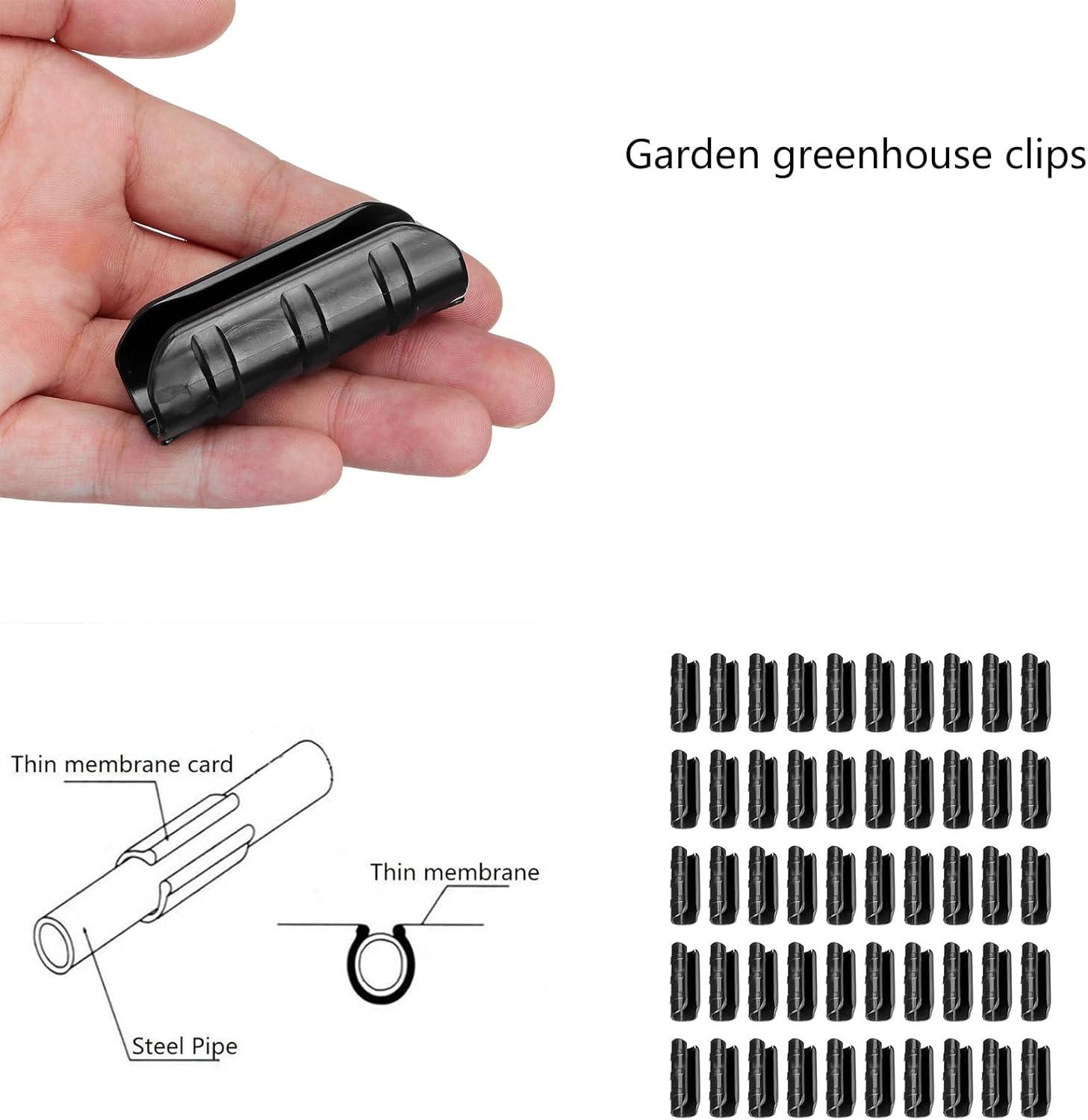 Weather ABS Greenhouse Clips Pack Of 50 Tube For Plant Covers Film Fixation Accessories Greenhouse Cover Clamps For Shade Net