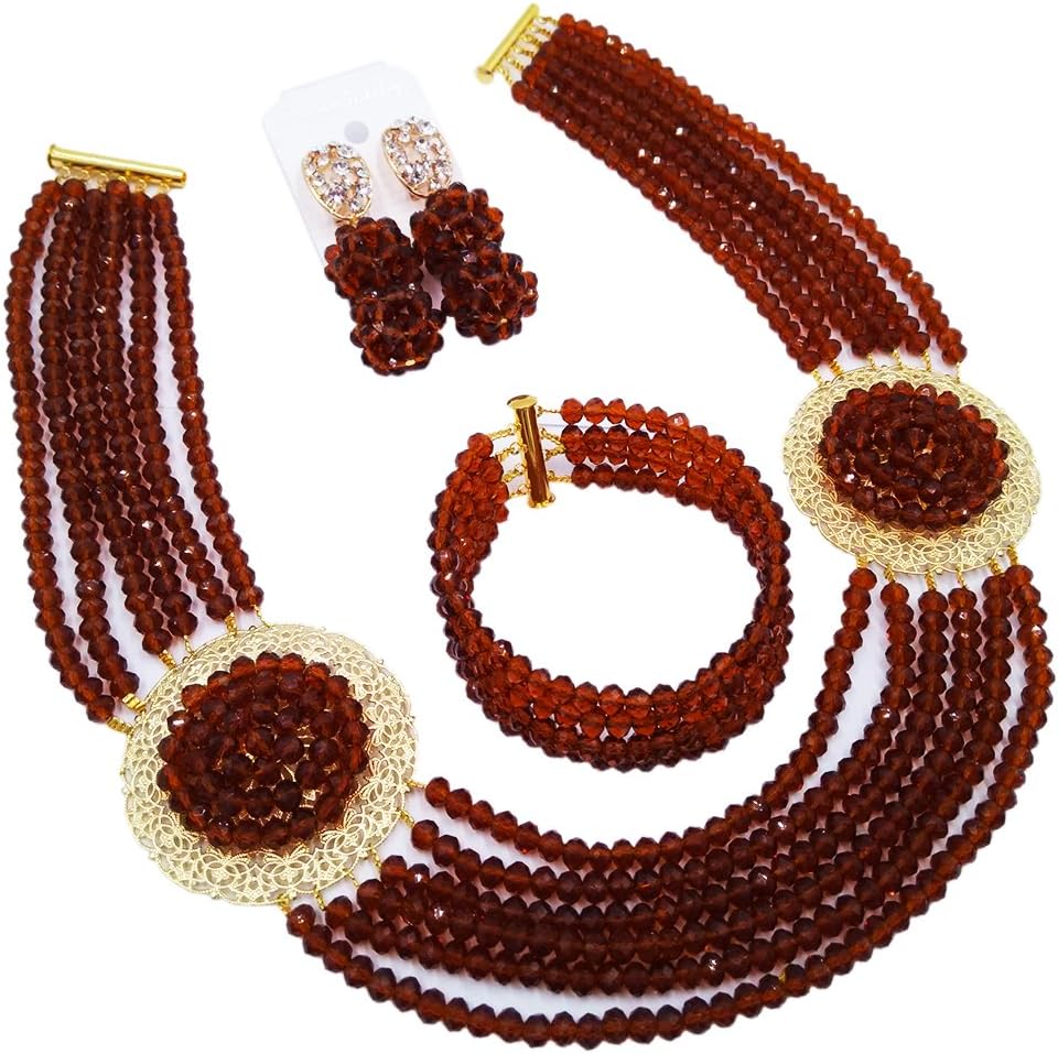African Jewelry Sets for Women Nigerian Beads Jewelry Set Bridal and Earrings