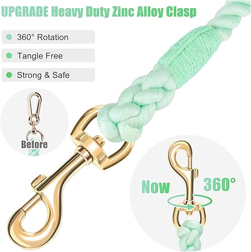 Miniatura 4 de Correa para perro de 5 pies hecha a mano de cuerda de algodón trenzada para perros pequeños, medianos y grandes, nuevo cierre de metal dorado