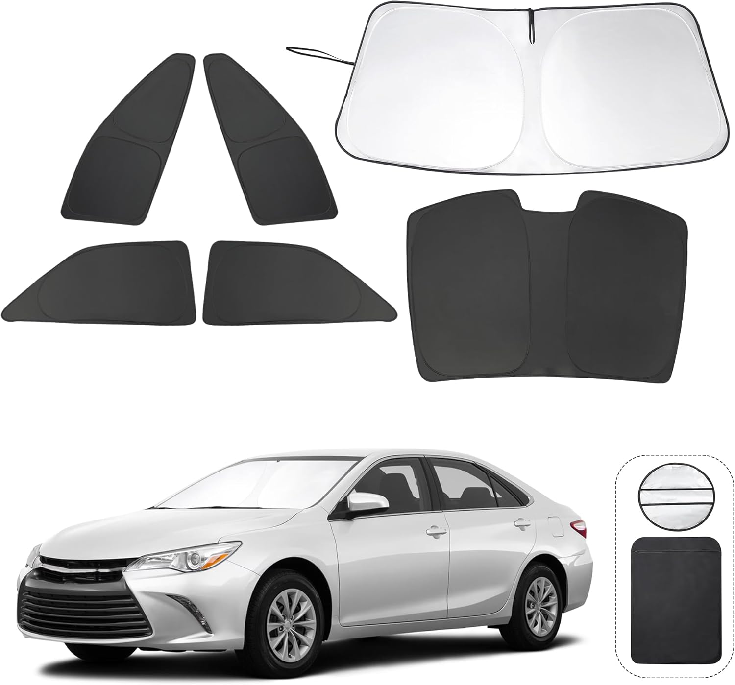 6PCS YYCKE Window Shades for Camry 2012-2017 for Toyota Accessories Side Full Windows Windshield Sun Shade Sun UV Rays & Privacy Protection for Camping,Napping,and Relaxing