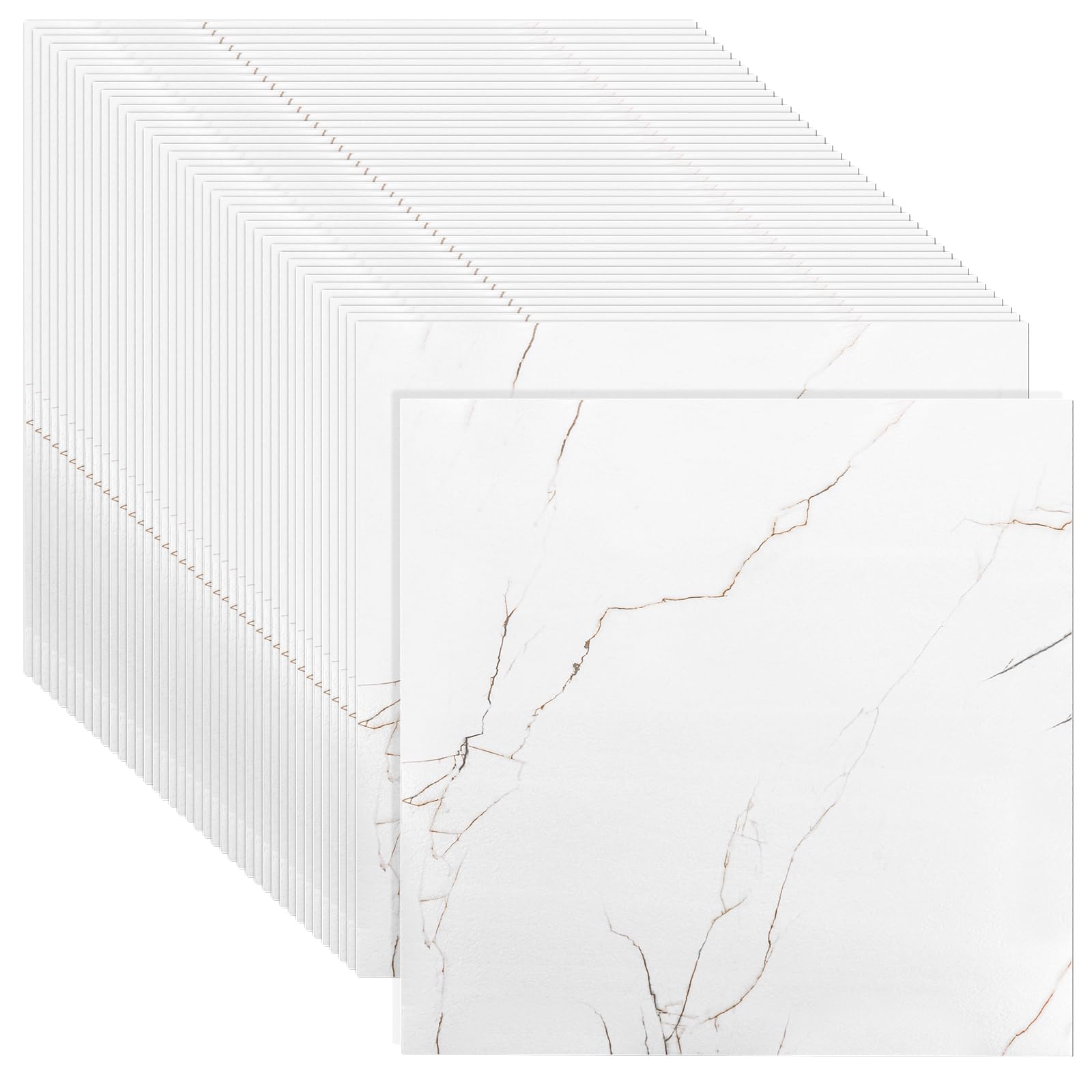 CYEER 40 unidades/3,6 m² revestimiento del suelo autoadhesivo PVC 30 x 30 cm, vinilo autoadhesivo mármol blanco, azulejos autoadhesivos para salón, baño