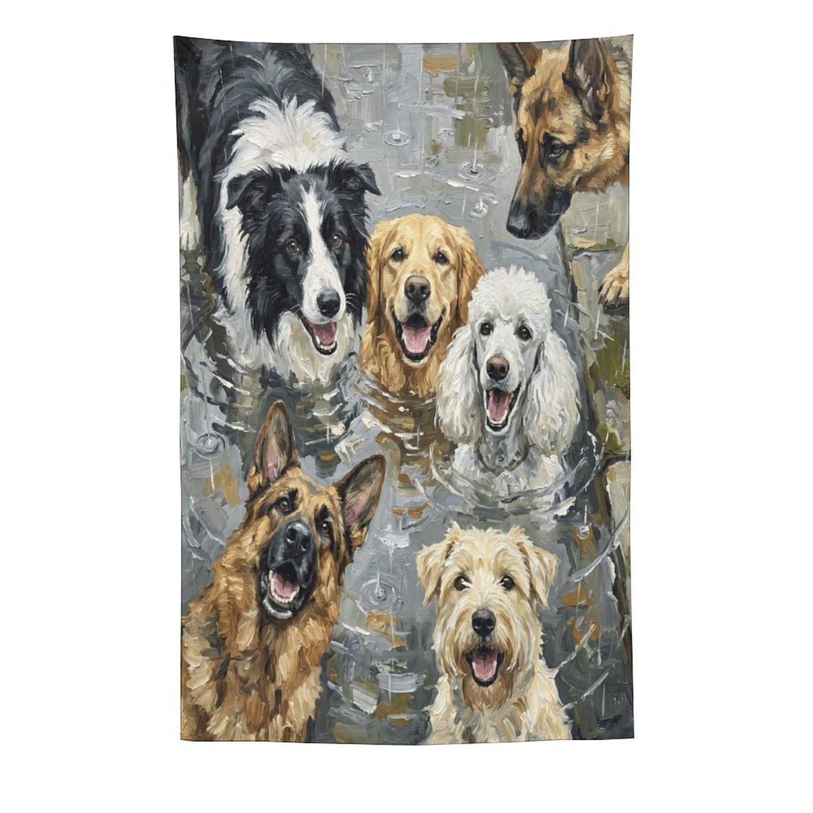 H3B8U2Y5 Happy Dogs Watercolor Portrait Wall Tapestry, Entryway