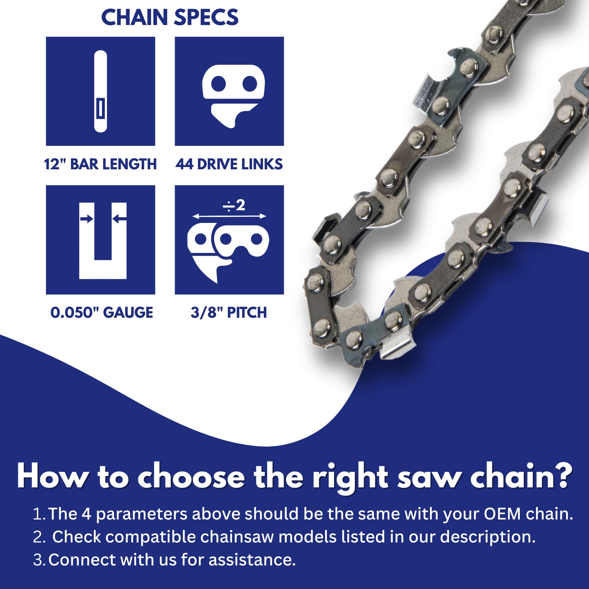 ssx2673/A1166-3/ Amazon.com : Jeremywell S44 12 Inch Chainsaw Chain Blade 44