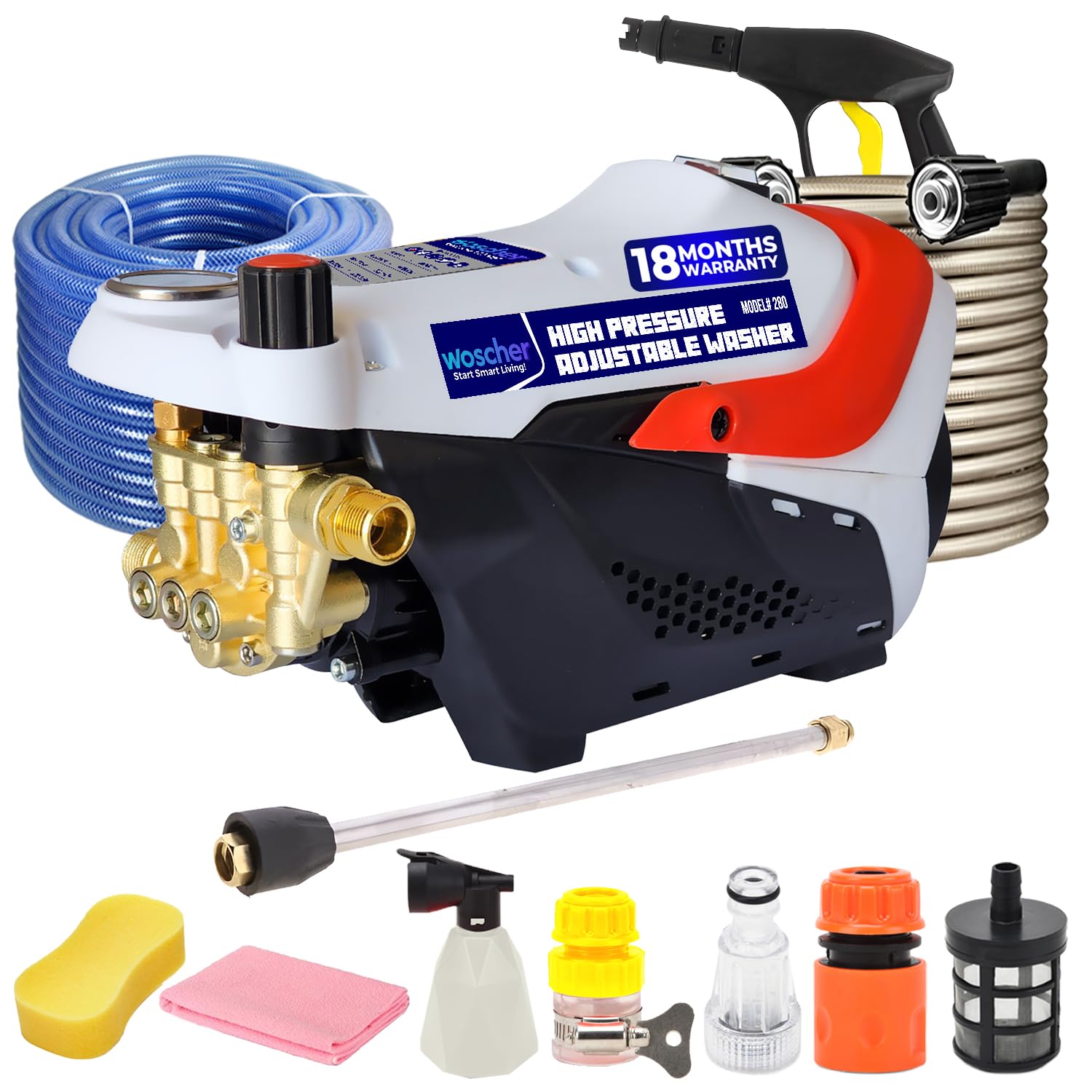 Car Washer, Adjustable High Pressure Gun, Washing Pump for Car, Bike and Home Use Cleaning, 18 Months Warranty, 2200 Watts, 160 Bars