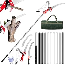 Tree Loppers Long Reach Telescopic, 82-402cm Long Reach Pruner with Extendable Handle & 33cm Saw, Lightweight Telescopic Tree Pruner Branch Cutters, for Yard Patios Garden Trees Branches Cutting