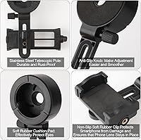 Vista 4 de Soporte universal para telescopio para smartphone, soporte para telescopio a través de binoculares, monoculares, telescopios de observación