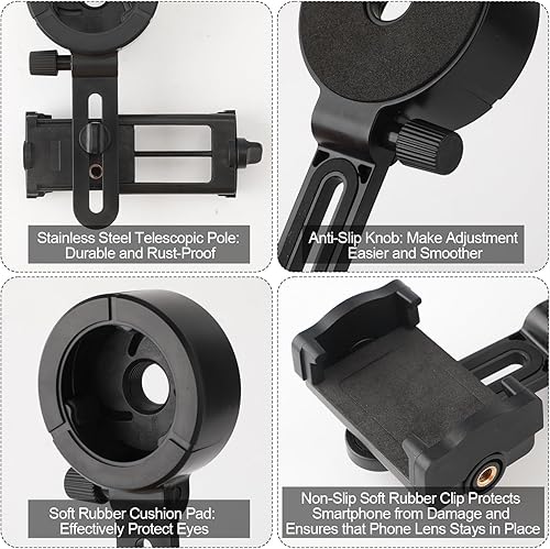 Miniatura 4 de Soporte universal para telescopio para smartphone, soporte de alcance de teléfono a través de binoculares, monoculares, telescopios de observación,