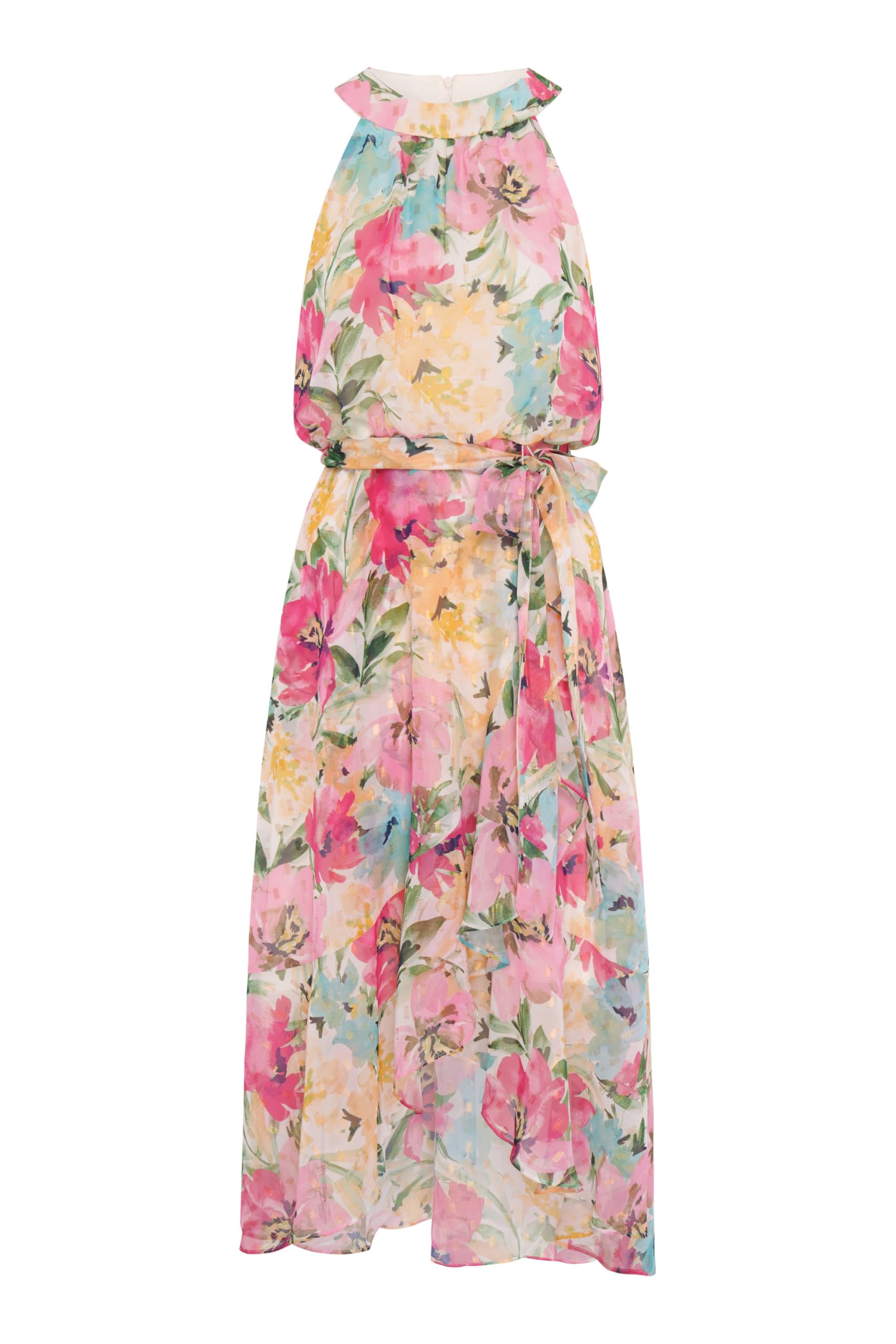 Gina Bacconi Women's Lurex Chiffon Dress Cocktail, Multi, 16