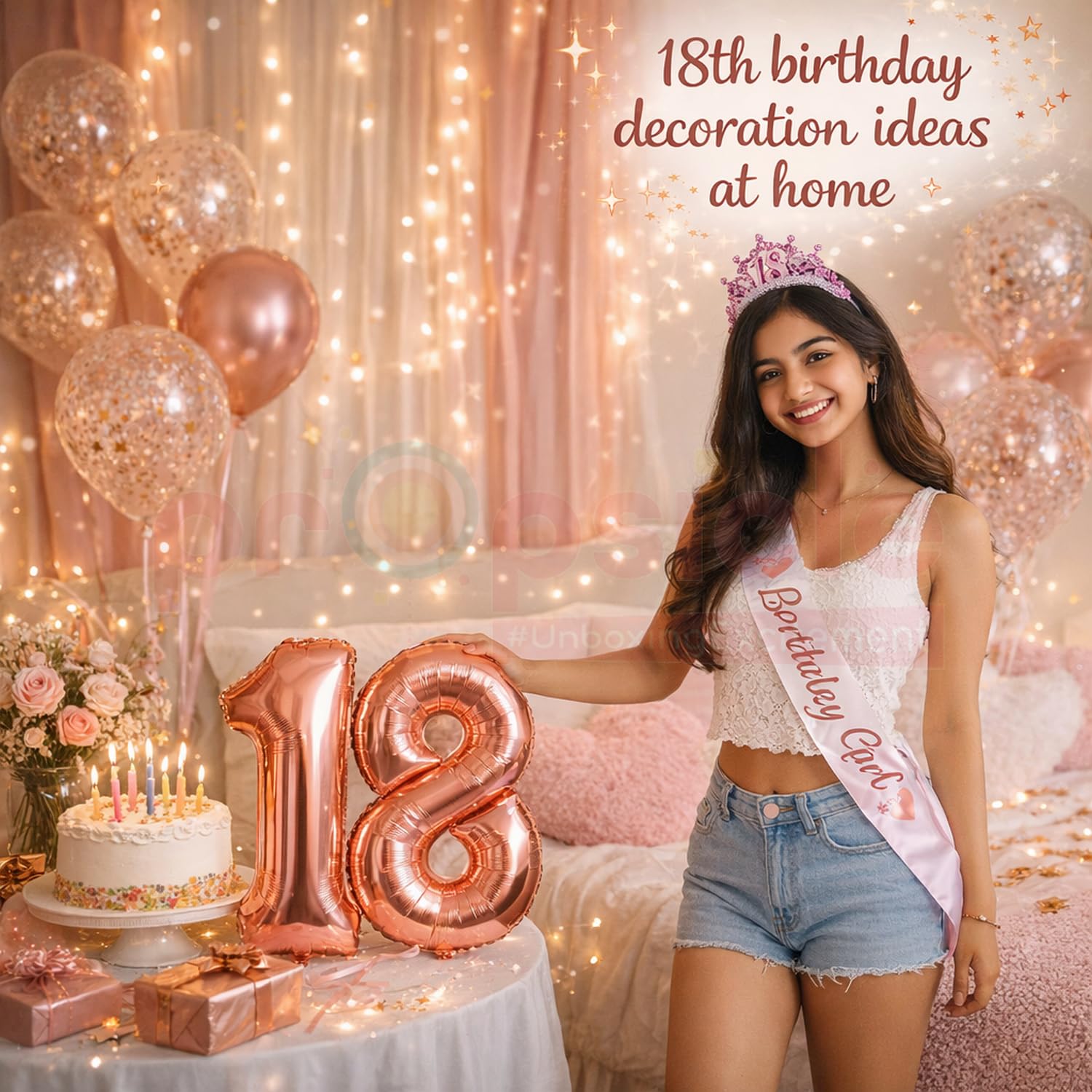 Propsicle Rose Gold Number 18 Foil Balloon, 16 inch 2