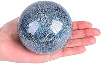 Vista 30 de AMOYSTONE Bola de aventurina azul Natural Cuarzo Cuarzo Cristal Esfera Piedra Bola con Base de Madera