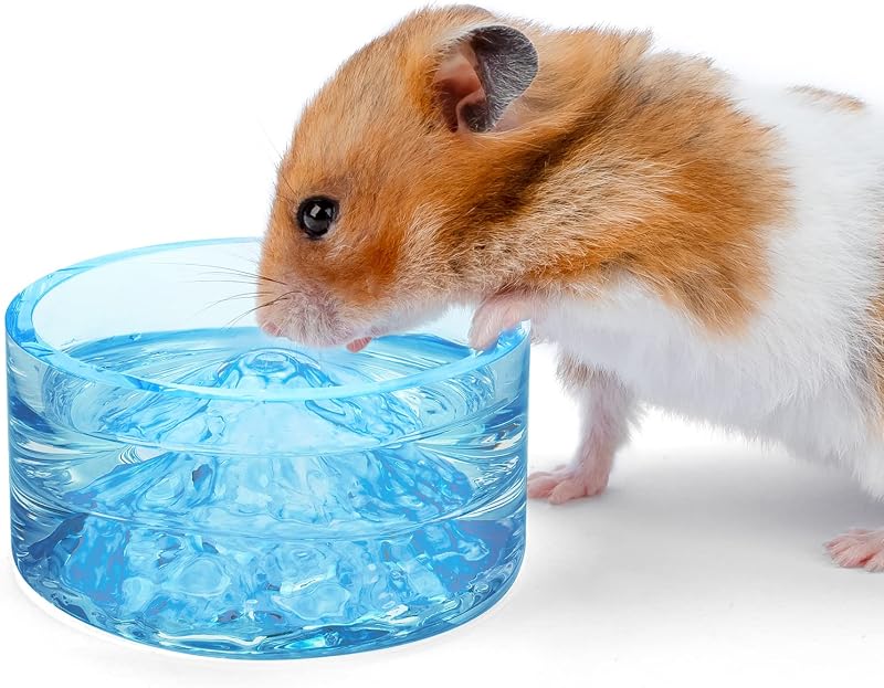Niteangel Cuenco de agua y alimentación para hámster, capacidad de 50 ml y sin pelo mojado para mascotas | A prueba de masticaciones: cuencos de vidrio de la serie Mount Fuji para hámsteres sirios enanos, jerbos, ratones, ratas u otras mascotas de tamaño similar