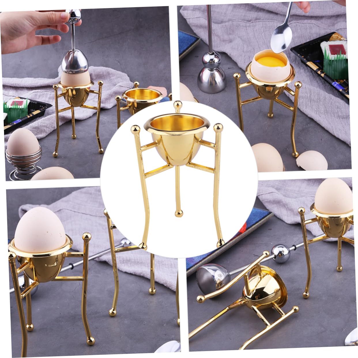 Amosfun 3 Piezas Rejilla para hueveras Platos Relleno de Huevo Plano Taza de cáscara de cocidos Taza para cocinar portahuevos huevera de Cobre Porta de Cobre
