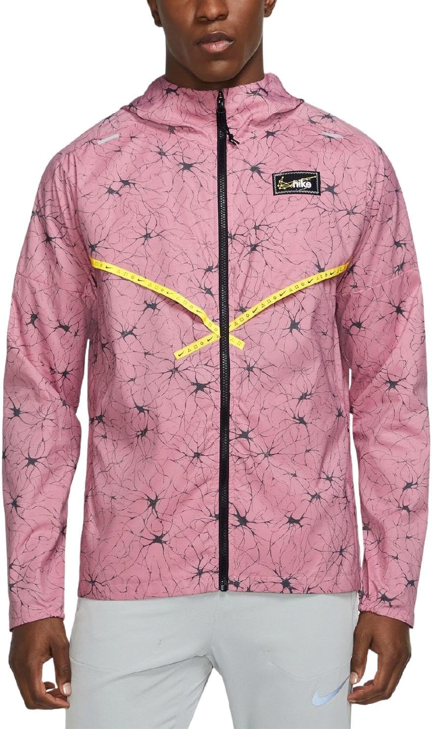 Nike Repel UV Windrunner Men's Hooded Packable Jacket DQ4784-698 (US, Alpha, Small, Regular, Regular, Elemental Pink/Yellow Strike