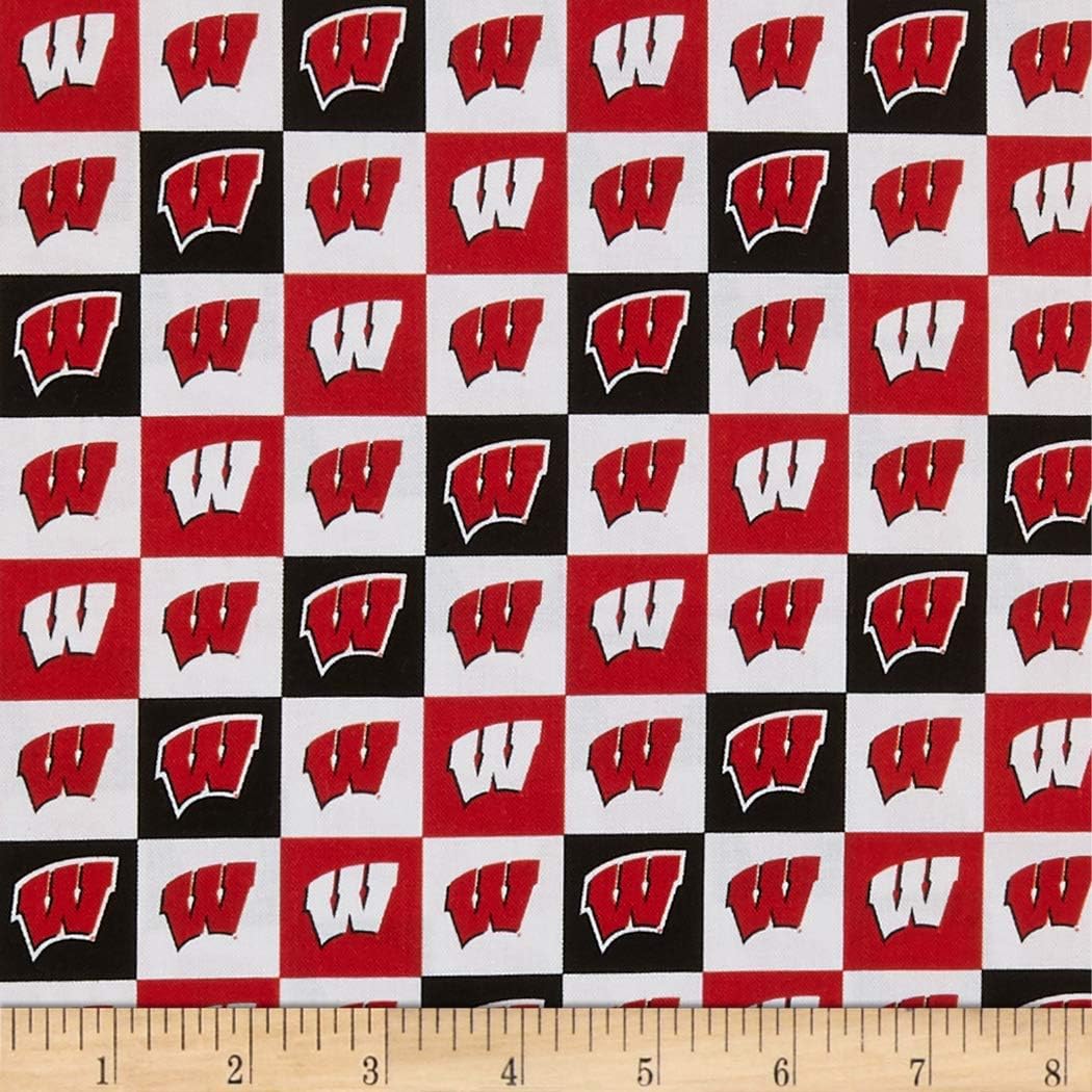 NCAA Wisconsin Badgers NCAA Check, Fabric by the Yard
