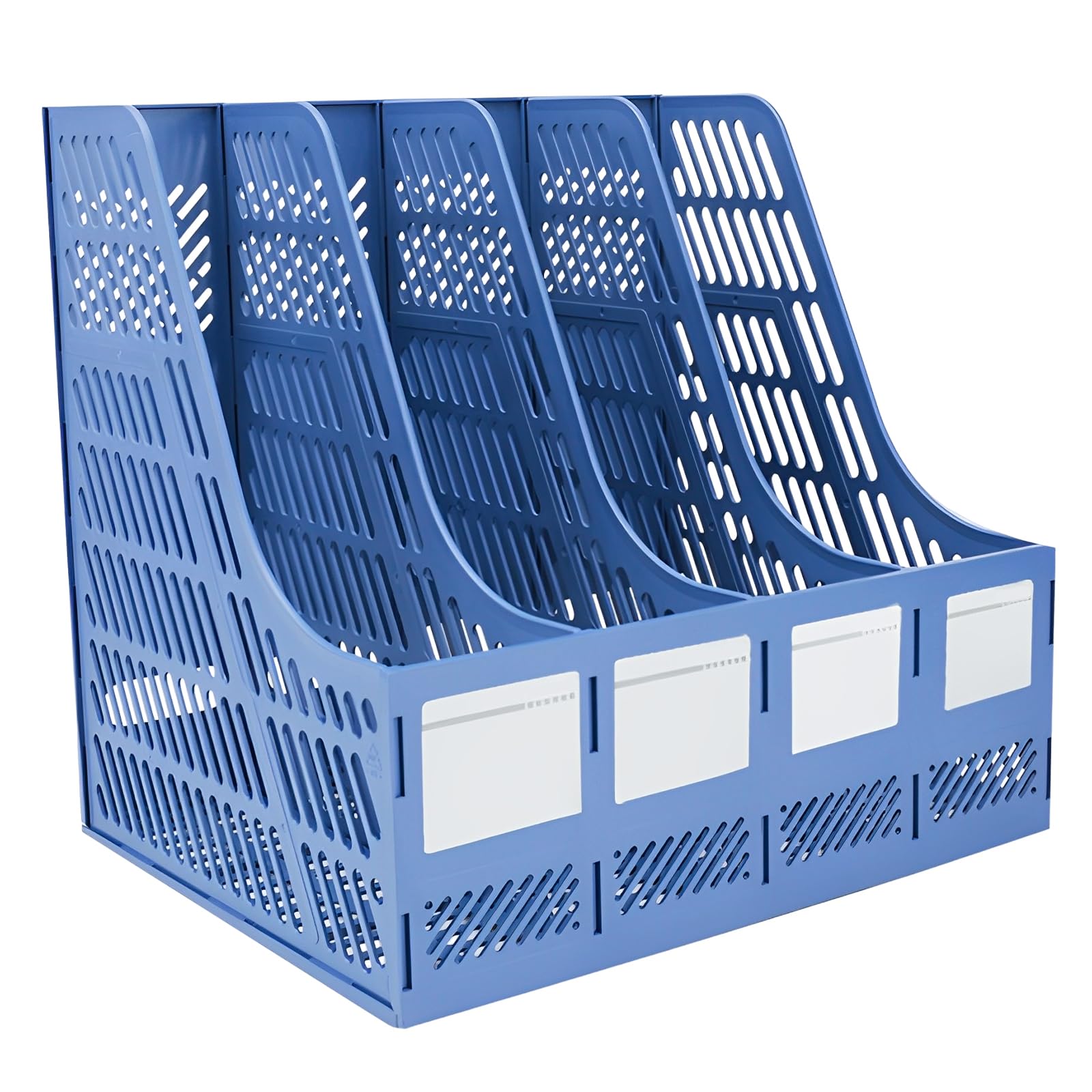 Elezeal Magazine File Holder, Sturdy HIPS Plastic 4 Vertical Book Organiser with Hollow Design