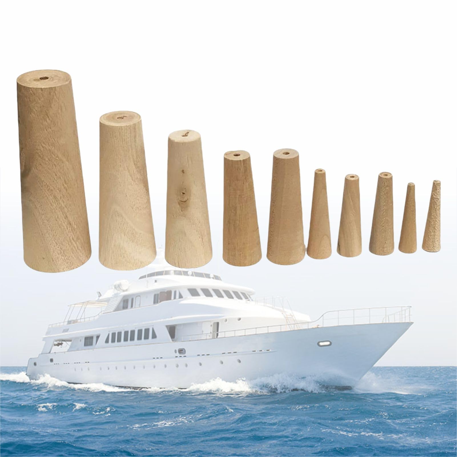 Kit Di 10 Tappi Conici In Legno Morbido Per Barche | Tappi Di Emergenza Per Imbarcazioni E Yacht | Riparazione Rapida Perdite E Fughe D'Acqua