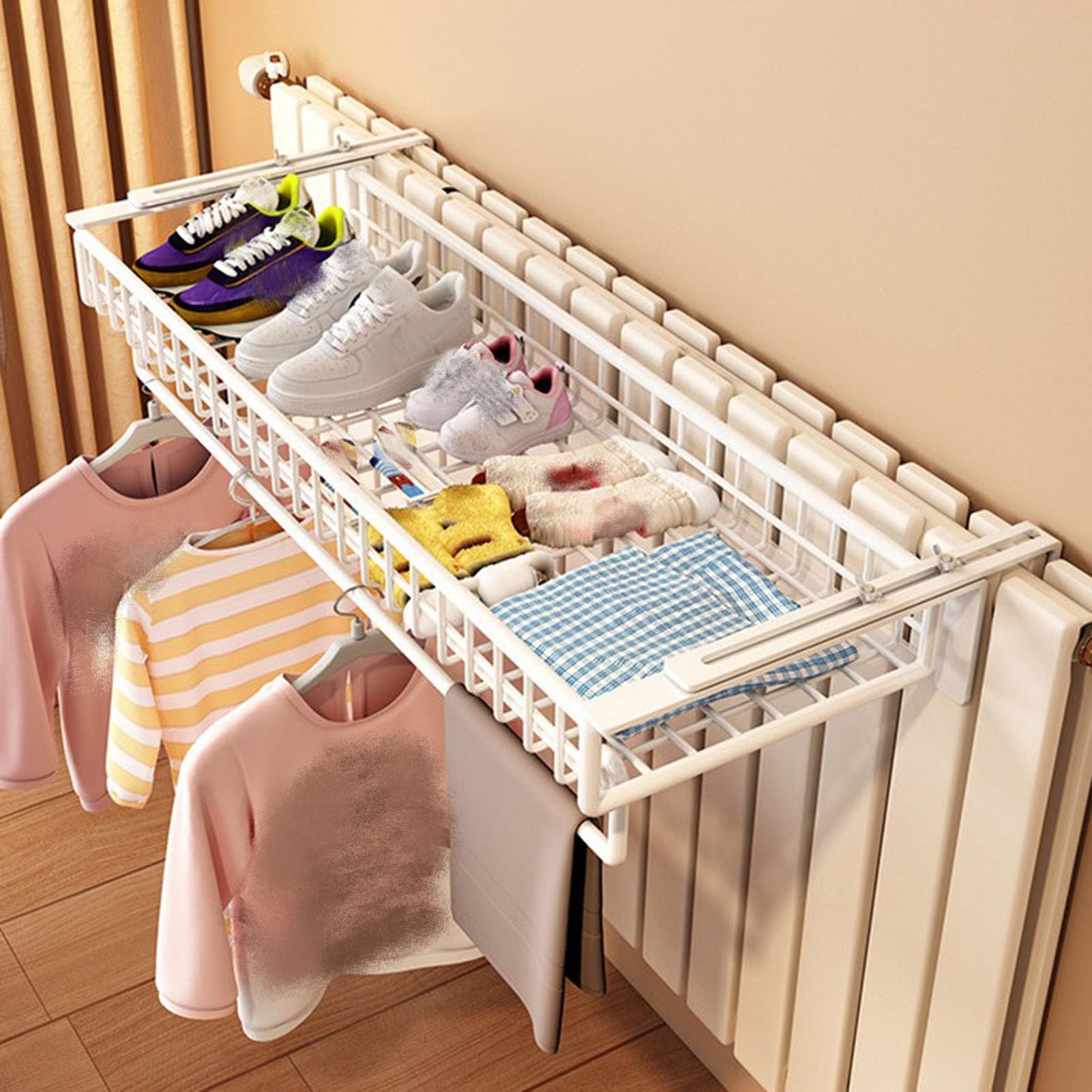 Wäscheständer für Den Balkon Wäschetrockner für Das Badezimmer Halterungen für Heizkörperregale Abnehmbar für Den Flur Zur Aufbewahrung Von Kleidung (19.6in/50cm)
