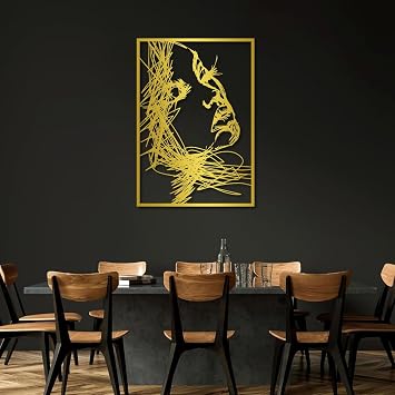 Trpiox Abstract Woman Face Metal Wall Art,Minimalist Line Wall Decor,Abstract Female Line Metal Wall Art for Living Room,Bathroom,BedroomGold,28" H x 19" W / 70x49cm