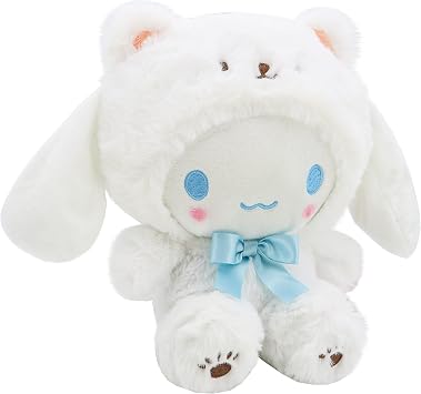 Kawaii Cartoon White Bear Plush Toy - Super Soft Plush Animal Pillow, Adorable Cross-Dressing Series Doll, Gift for Girls and Kids 7.8inch