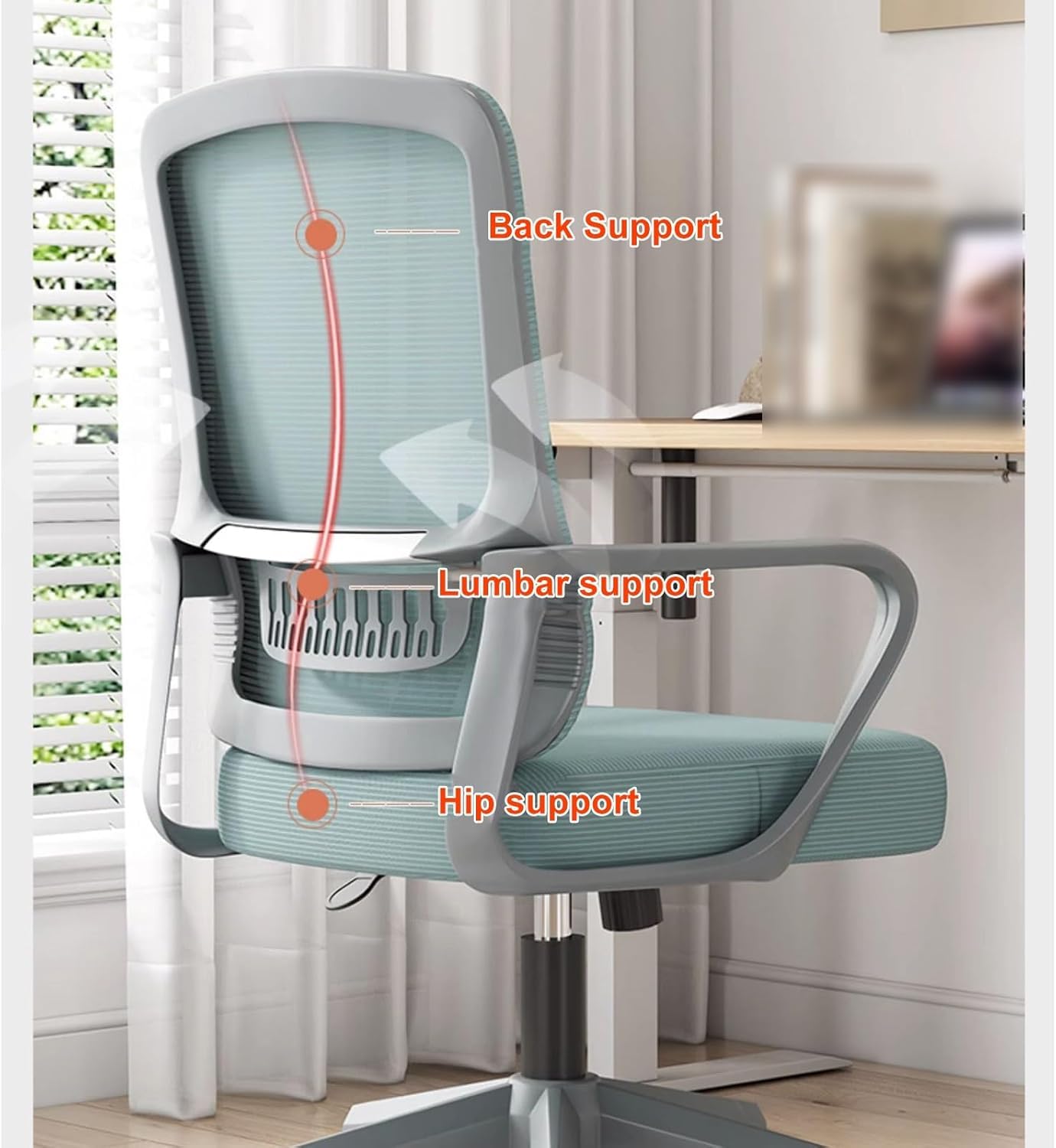 Ademende bureaustoel Mesh bureaustoel Personeelsstoel Hoge rugleuning Studiestoel Ergonomische draaistoel Lift verstelbare stoel