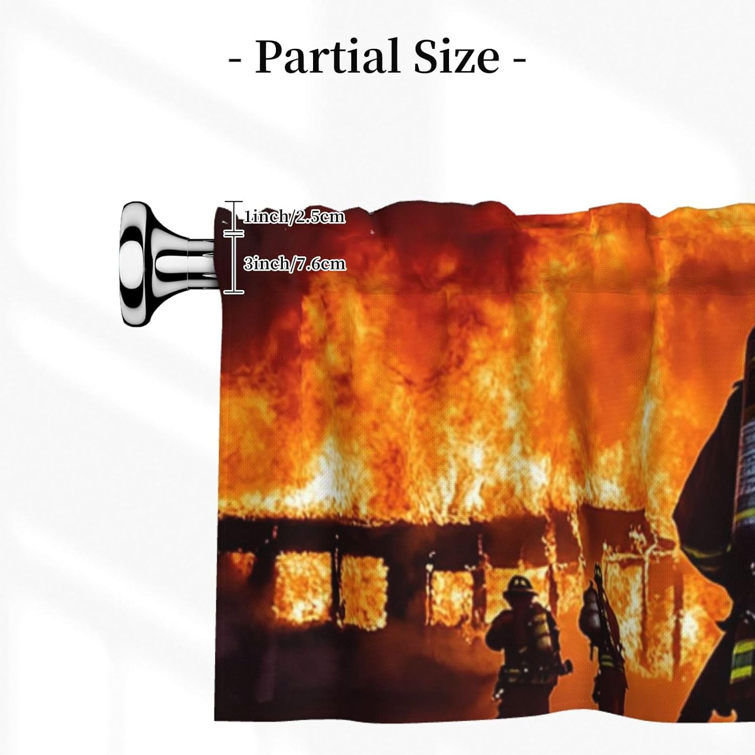 Valances for Windows Privacy Blackout Window Valance Firefighter Fireman Flame Curtain Valance Window Topper for Living Room Thermal Insulated Curtain Topper Valances for Kitchen Cafe Bathroom Laundry image 4