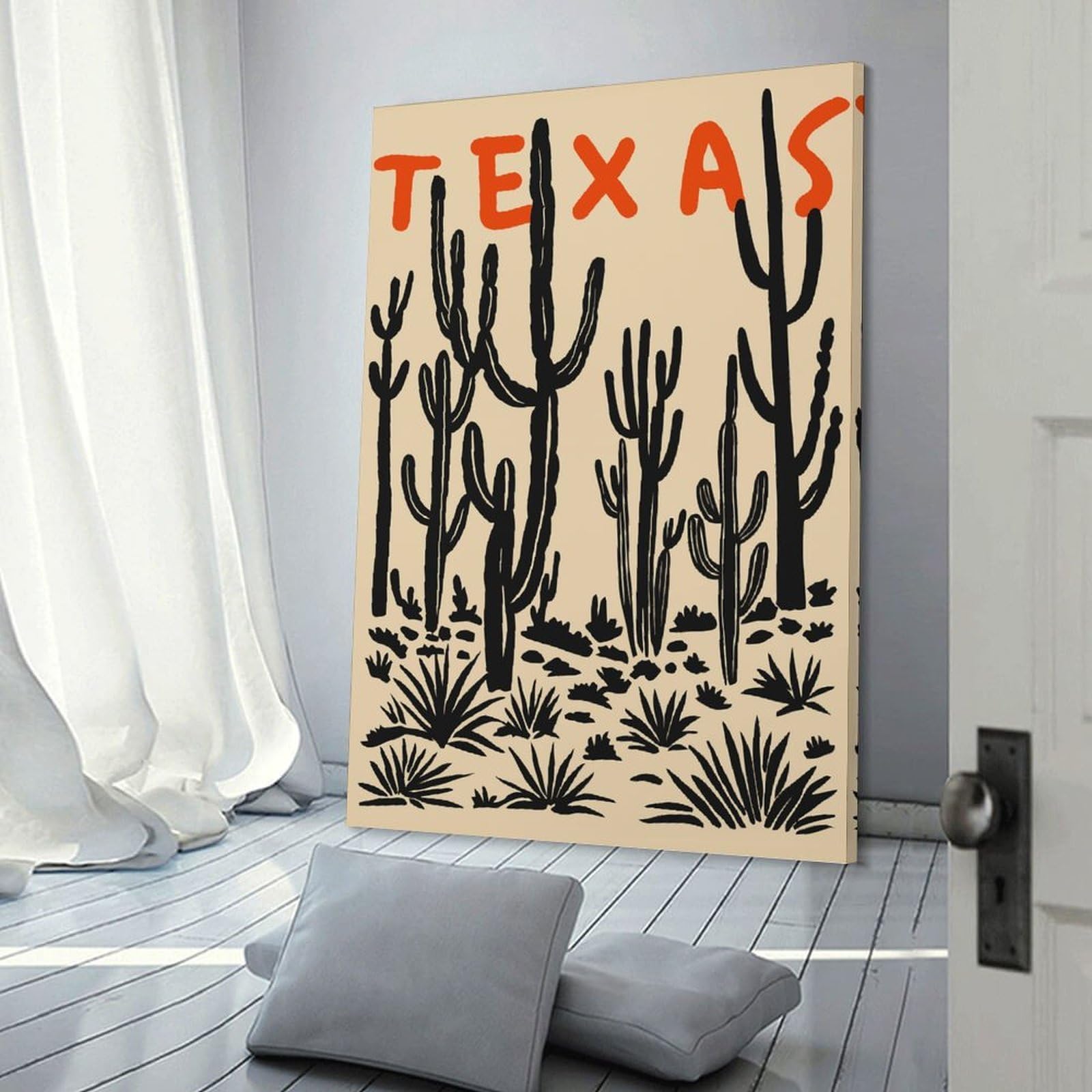 Junmoney Texas Desert Landscape with Cacti Room Decor Wall Art, 20x30inch(50x75cm), for Bedrooms, Workspaces And Everyday Interiors, An Adaptable Decor Piece for Home Use