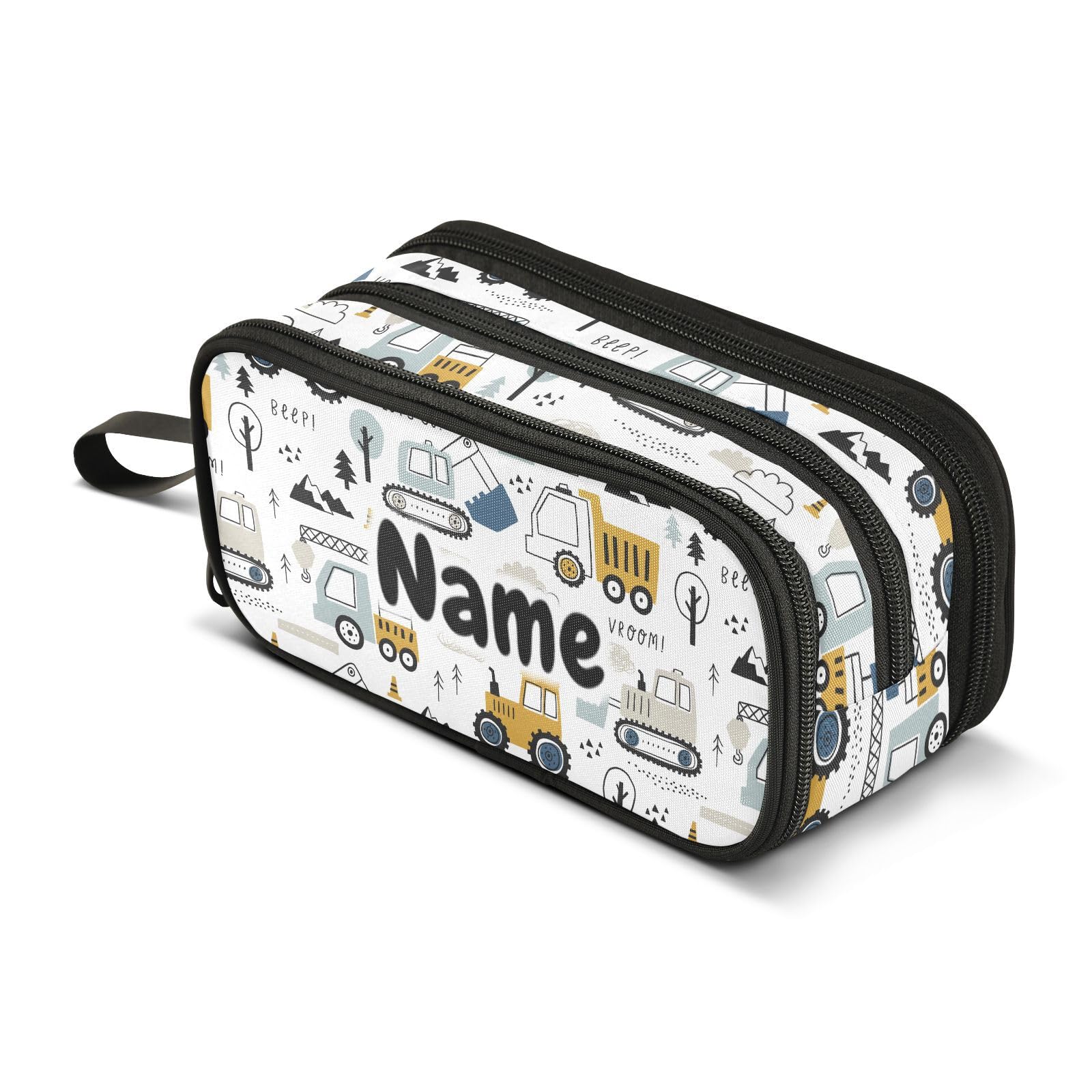 Mnsruu Custom Name Cute Cars Truck Tractor Pencil Case Boys Girls Personalized Pen Bag School Office Stationery Organizer Pencil Pouch Holder Kids Teens Adults