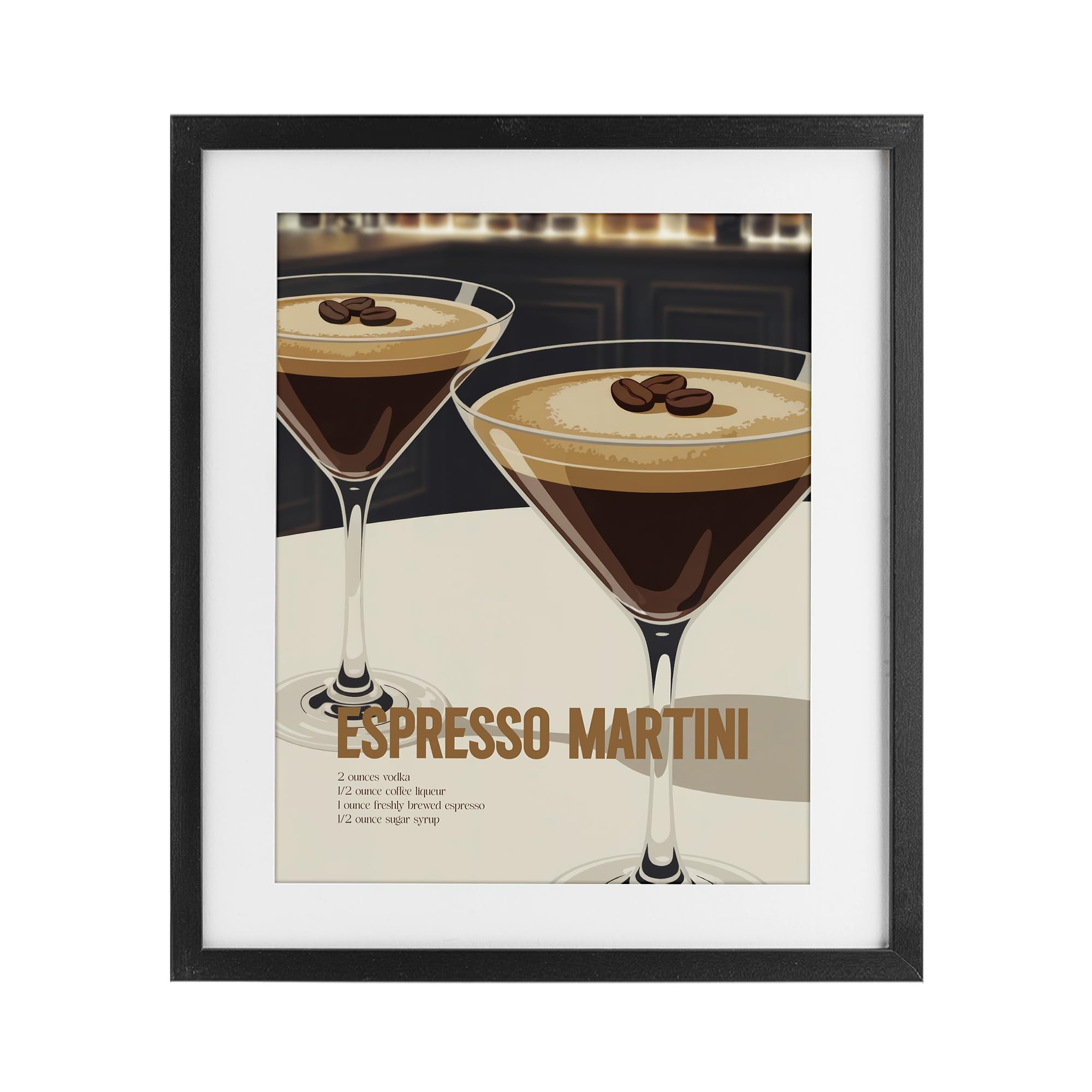 'Sleek Modern Espresso Martini'| Framed Print Under Glass