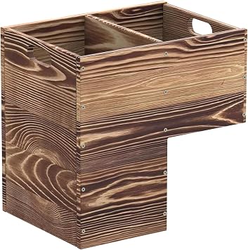 THOOUM Wooden Stair Basket with Handles, 300mm Wide Staircase Basket Organizer for Carpeted & Wooden Stairs