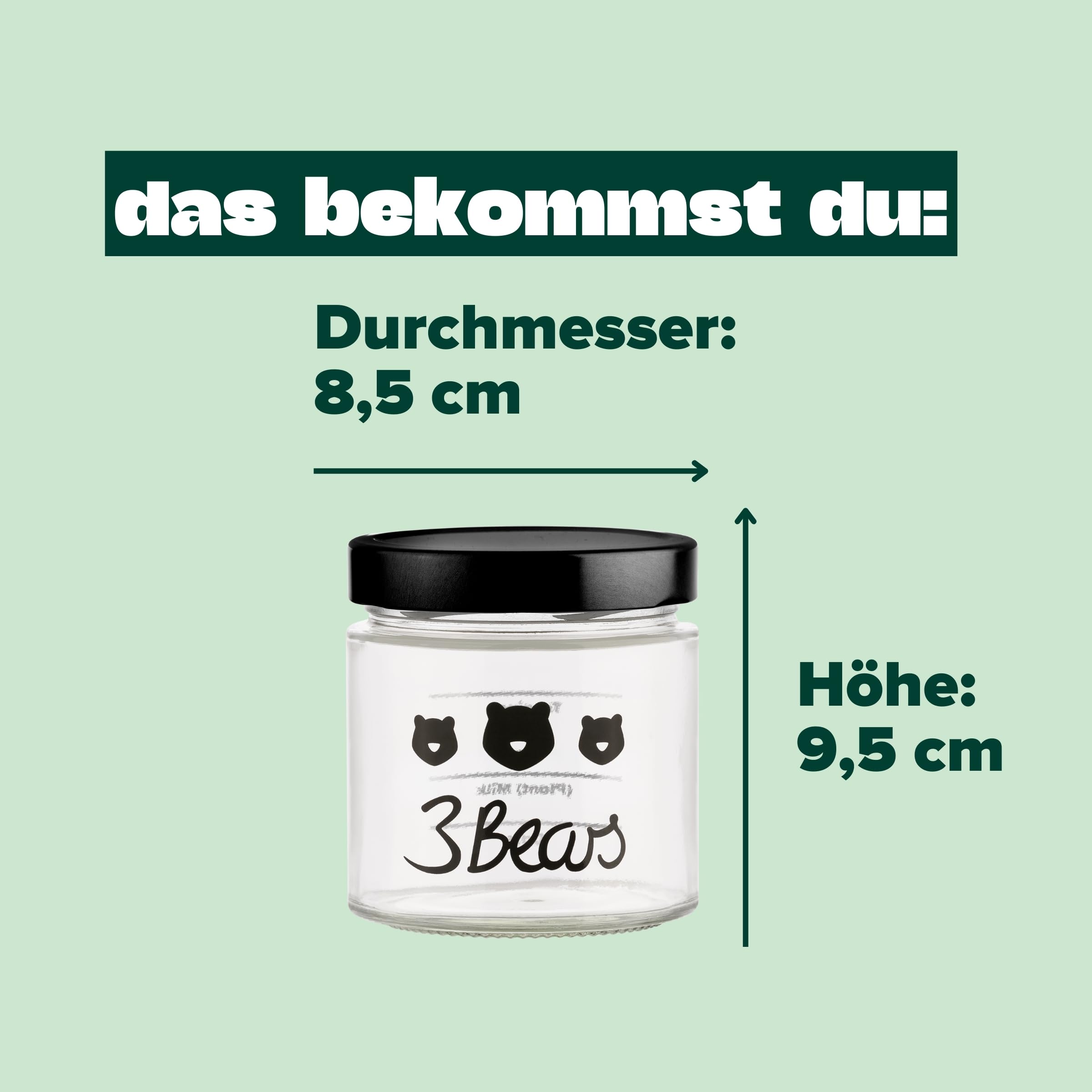 3Bears Overnight Oat Gläser-Set für echte Porridge Lover – Meal Prep Gläser mit Deckel für ein leckeres & schnelles Frühstück – mit praktischer Markierung für perfekte Overnight Oats - 3 Gläser