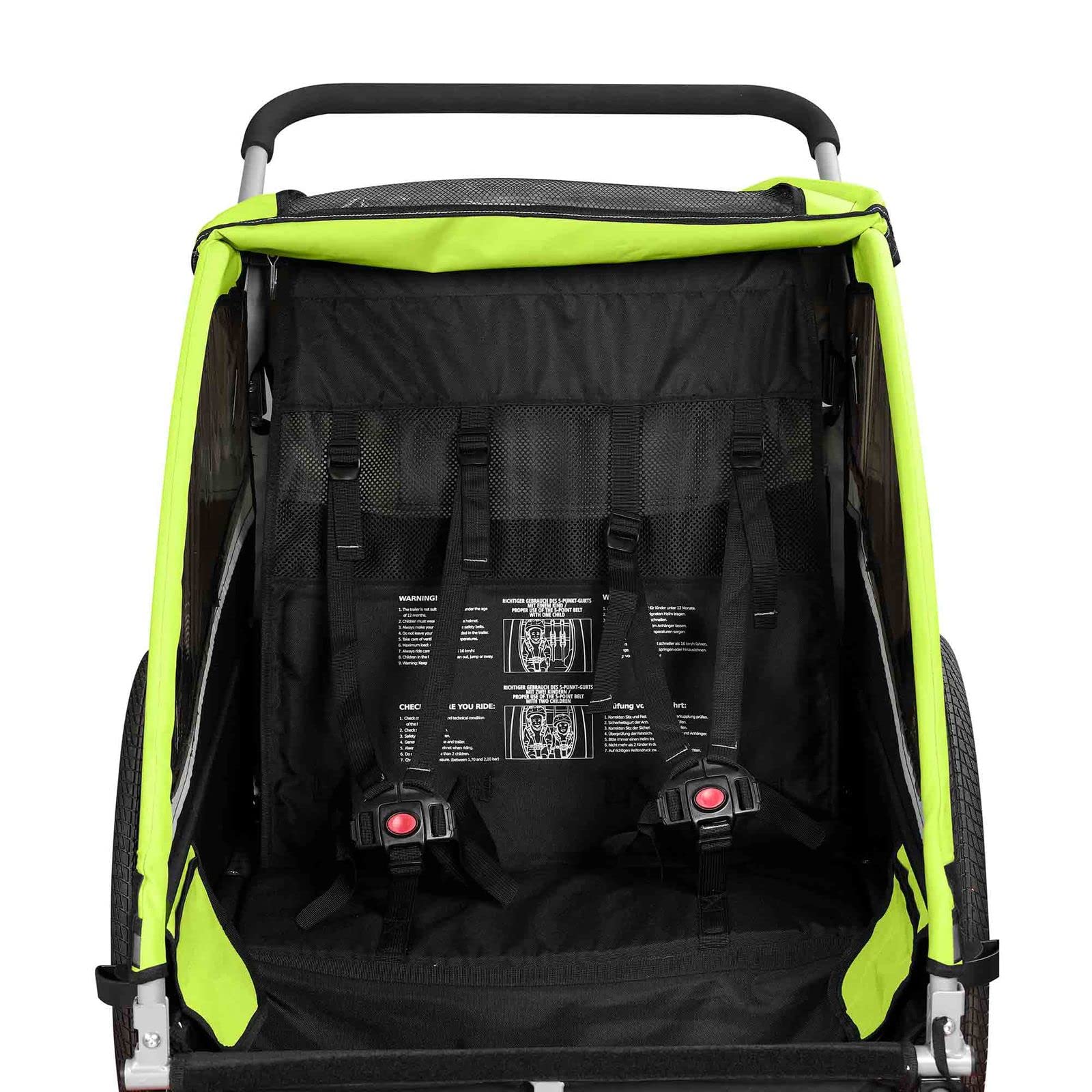 SAMAX Remolque de Bicicleta para Niños 360° girable Kit de Footing Transportín Silla Cochecito Carro Suspensíon Infantil Carro en Verde - Black Edition