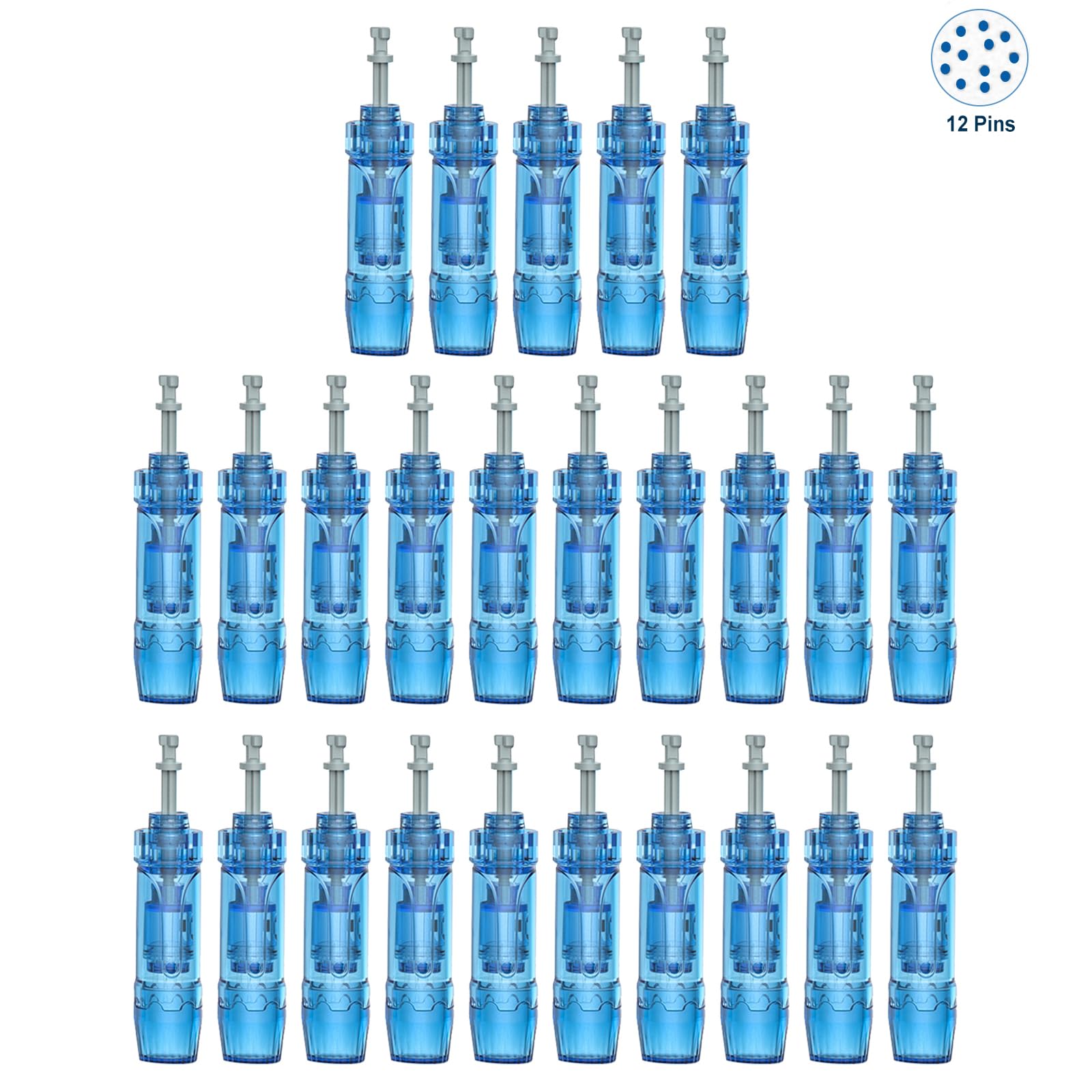 25 PCS Cartuchos dr pen Dermapen Agujas 12 Pins, Diseñados para el Lápiz de Dr. pen Ultima M8S A8S A9, Utilizado para Cicatrices de Acné, Cicatrices Profundas y Estrías
