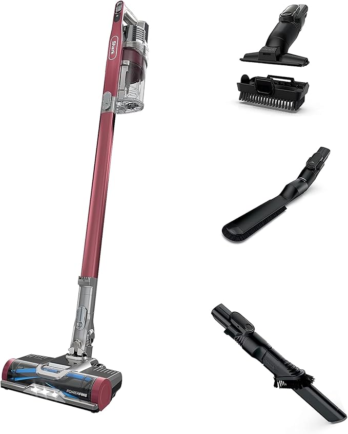 Shark Cordless Vacuum Cleaner with HEPA Filter, Lightweight, Portable, Rechargeable, Powerful Pet Hair Pickup, Removable Handheld, Crevice Tool, Pet Multi-Tool, 40-min runtime, Red, IZ362H