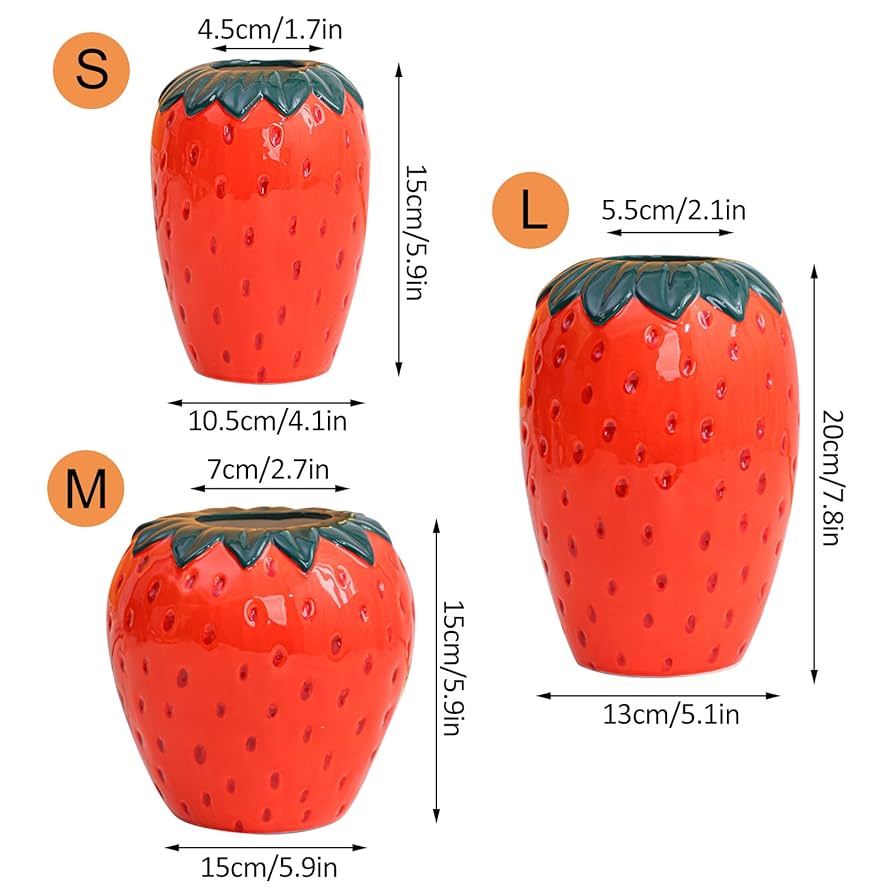 Xnferty Vintage Inspired Strawberry Vase, Red Cute