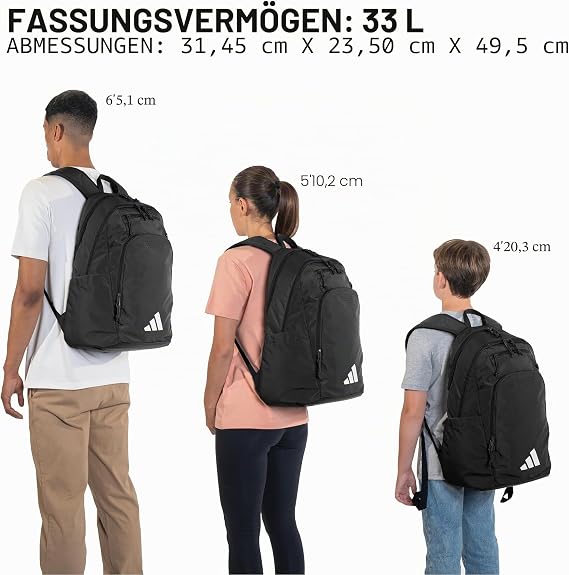 adidas Uni-Adult Defender 5 Team Sports Backpack (33L) Durable Large Athletic Gym Laptop Travel Bag Backpack Bag Black/White One Size
