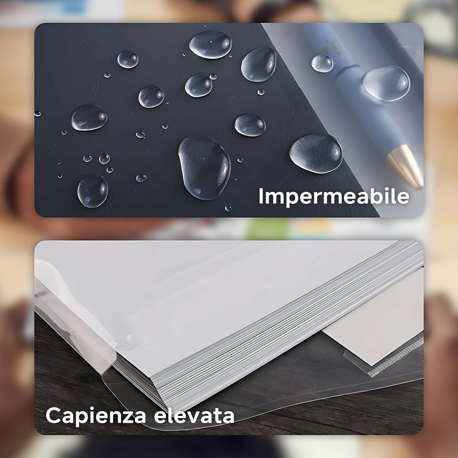 30 Buste Trasparenti Anelli A4, Cartelline Trasparenti A4 con Buchi, Cartelline Portadocumenti con Bottone a Strappo e Etichette, per Raccoglitore Documenti Ufficio Scuola e Casa