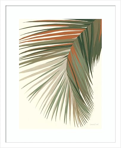 Amanti Art Framed Wall Art Print 21x17 Retro Palm Leaf II Reversed by Danhui Nai, Flowers Wall Art, Modern Contemporary Decor, Small Poster Painting