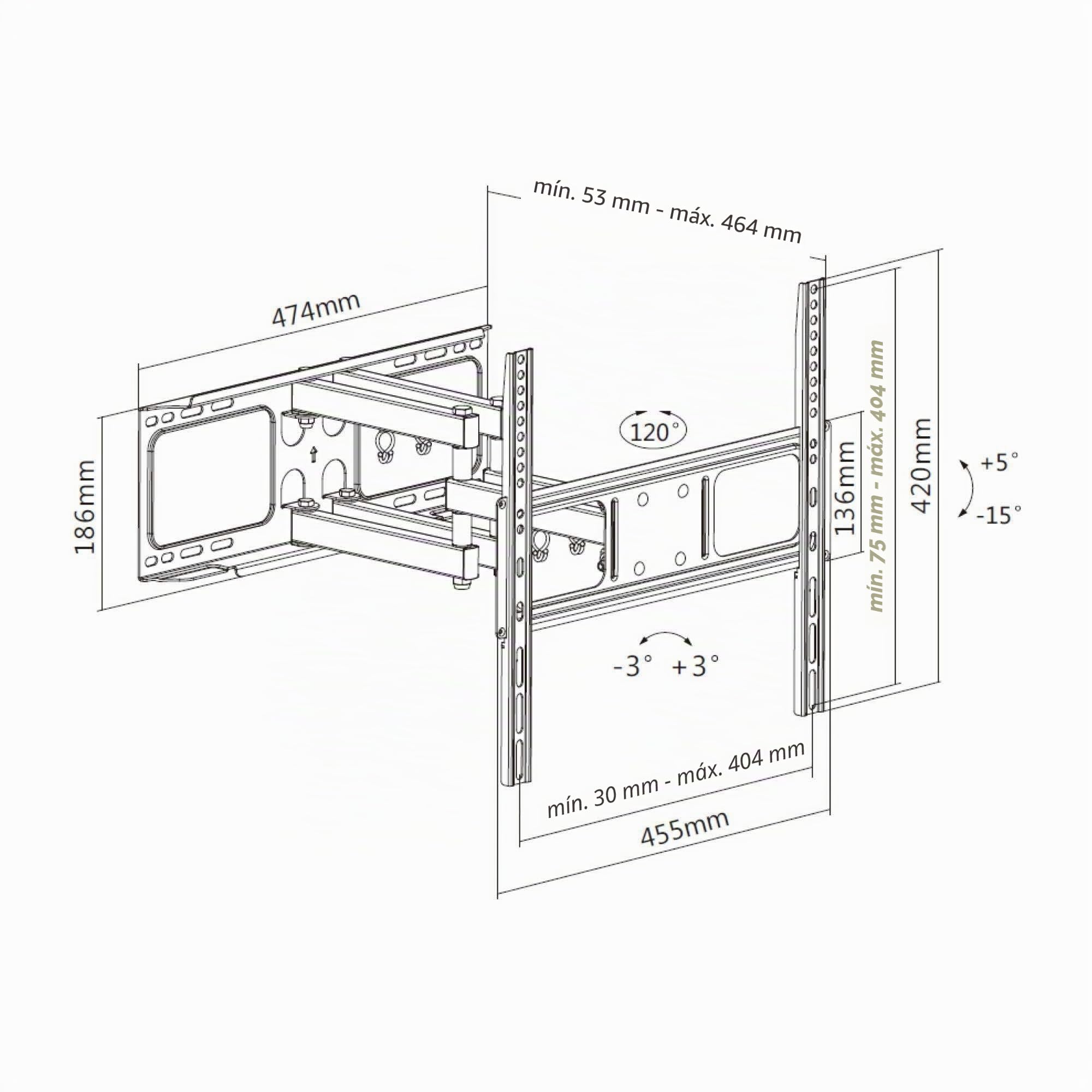 Audizio FMB60 - Soporte TV de Pared para 32 a 65 Pulgadas Giratorio Negro