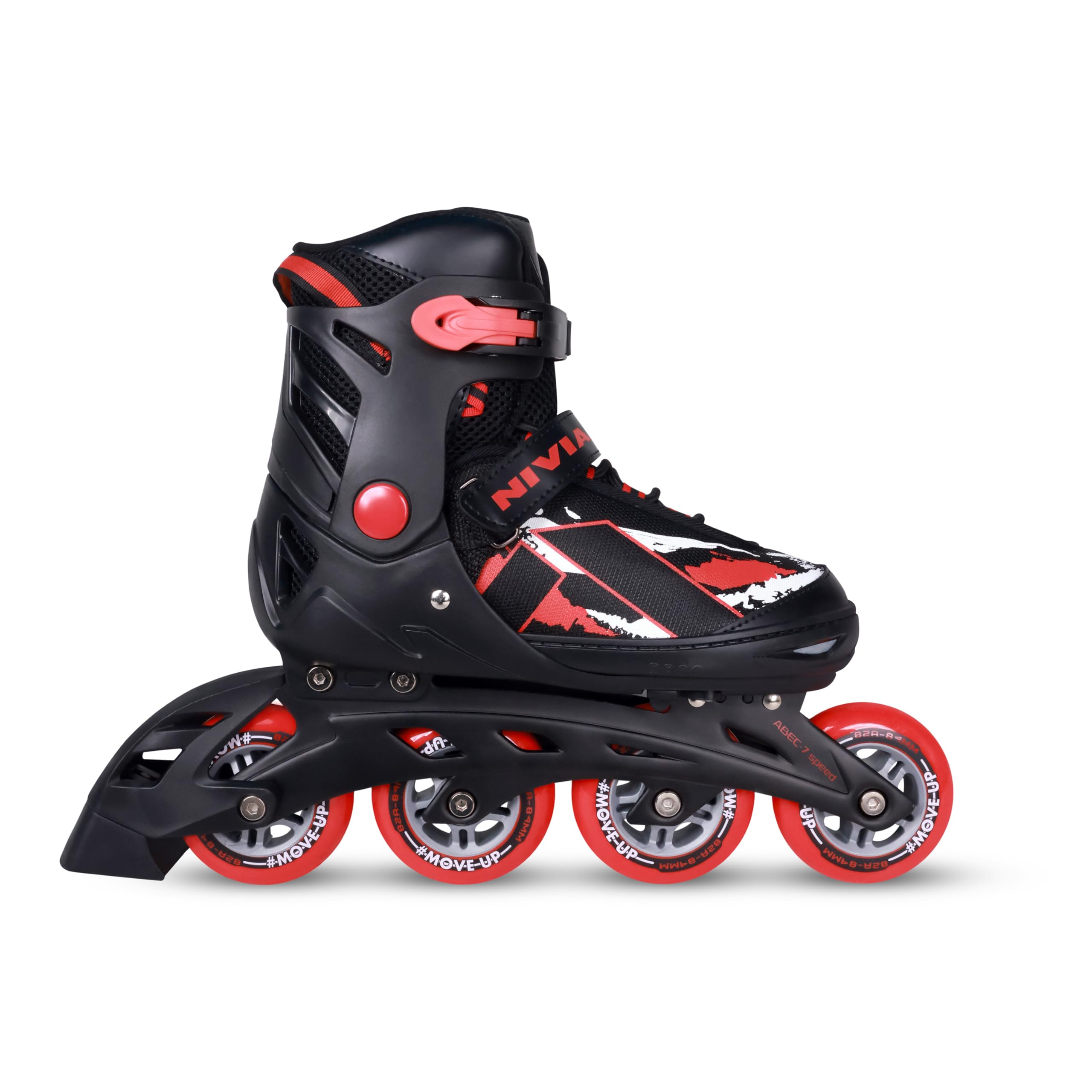 Nivia Speed 80 Inline Skate, Adjustable Inline Roller Skates for Unisex Kids & Adults, Outdoor Skating Shoes Roller Blades, 80mm Wheels for Smoother Rides (Medium, Black/Red)-picture-27