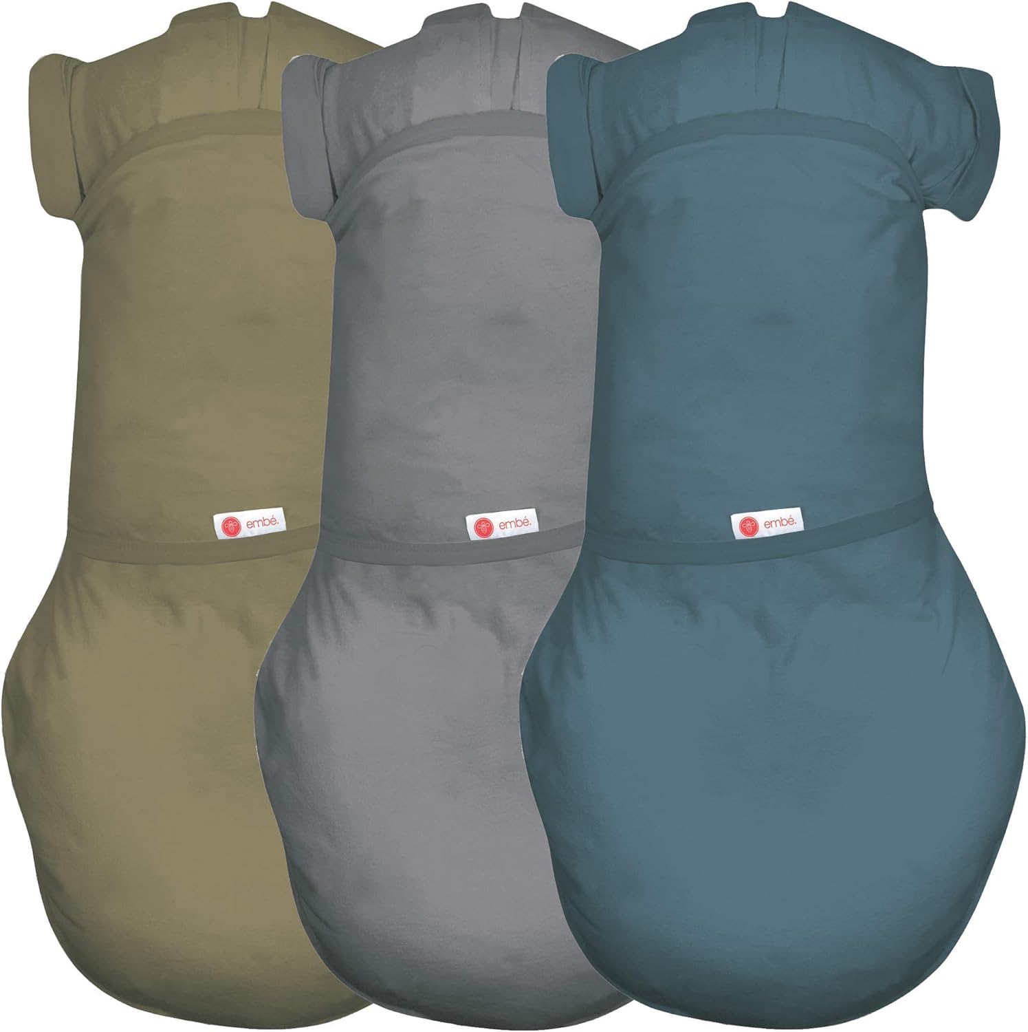 embé 2-Way Transition Short Sleeve Swaddle Blanket Wrap for Babies 3-6 Months - Moss, Slate, Spruce | Legs in & Out Design | Stage 2 Sleep, 12-18 lbs