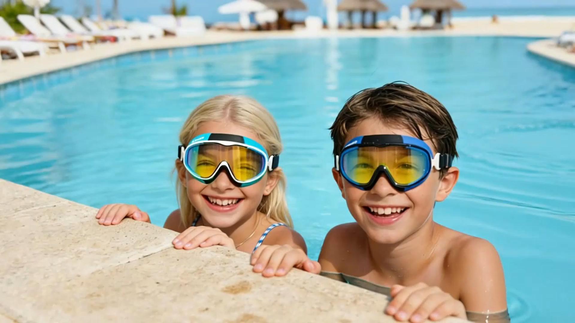 MOMUSE 2PC Kids Swim Goggles 3-10 with Soft Fabric Strap, UV Protection