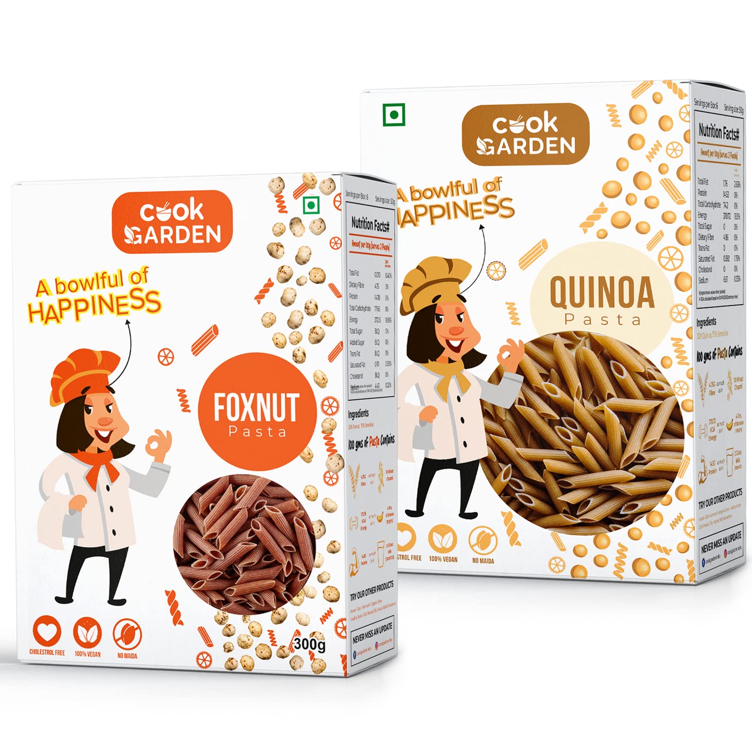 CookGarden Foxnut & Quinoa Pasta 600g, Healthy Makhana Penne Pasta Combo, Rich in Calcium High Protein Pasta, No-Maida Semolina Pasta 300g Each (B0BQWN8B6D) Amazon Price History, Amazon Price Tracker