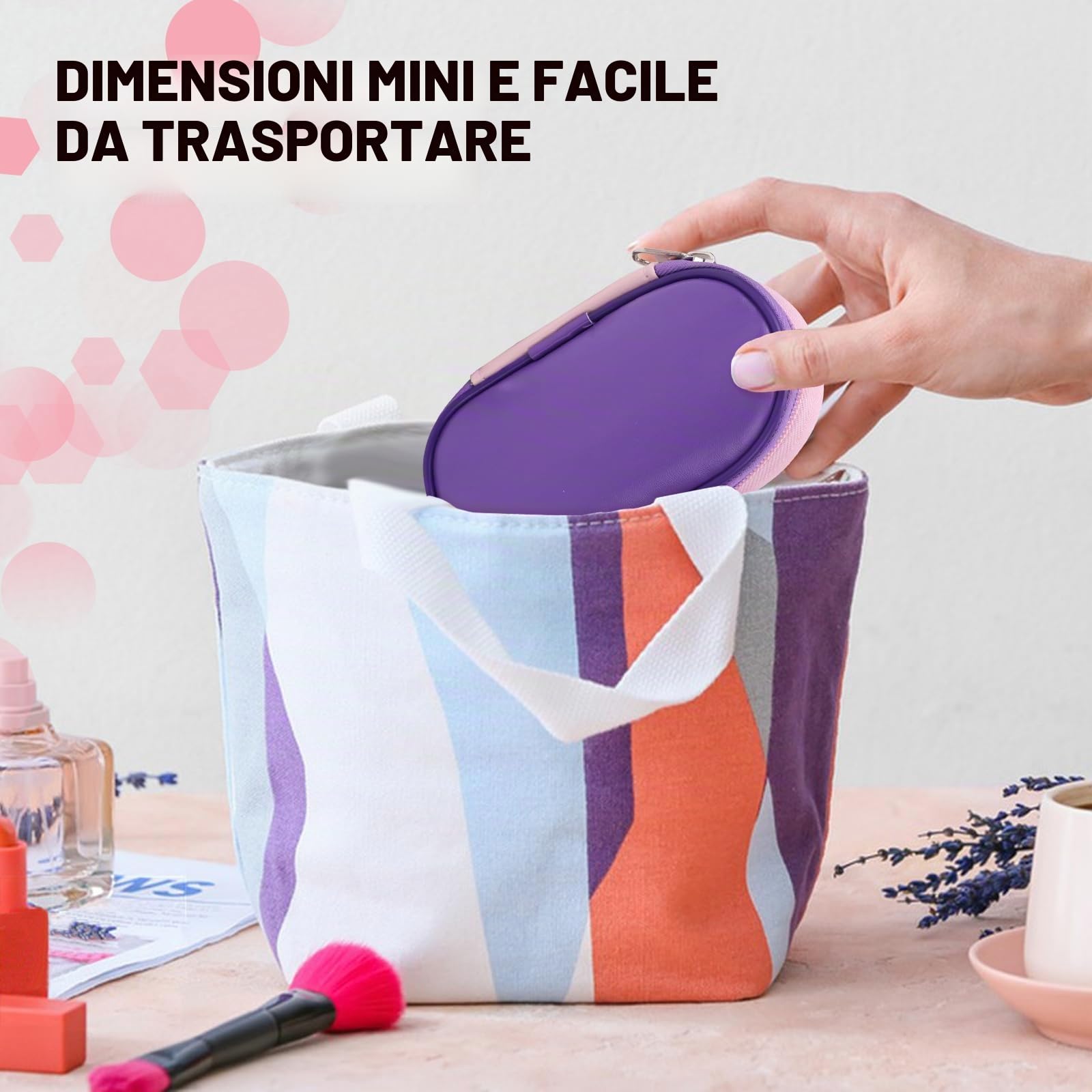 Mini Set di Pennelli per il Trucco, Set di Pennelli per il Trucco da 10 Pezzi da Viaggio con Borsa in Pu, Set di Pennelli per Cosmetici Portatile per Viaggi d'Affari, Vacanze, Campeggio (Rosa e Viola)