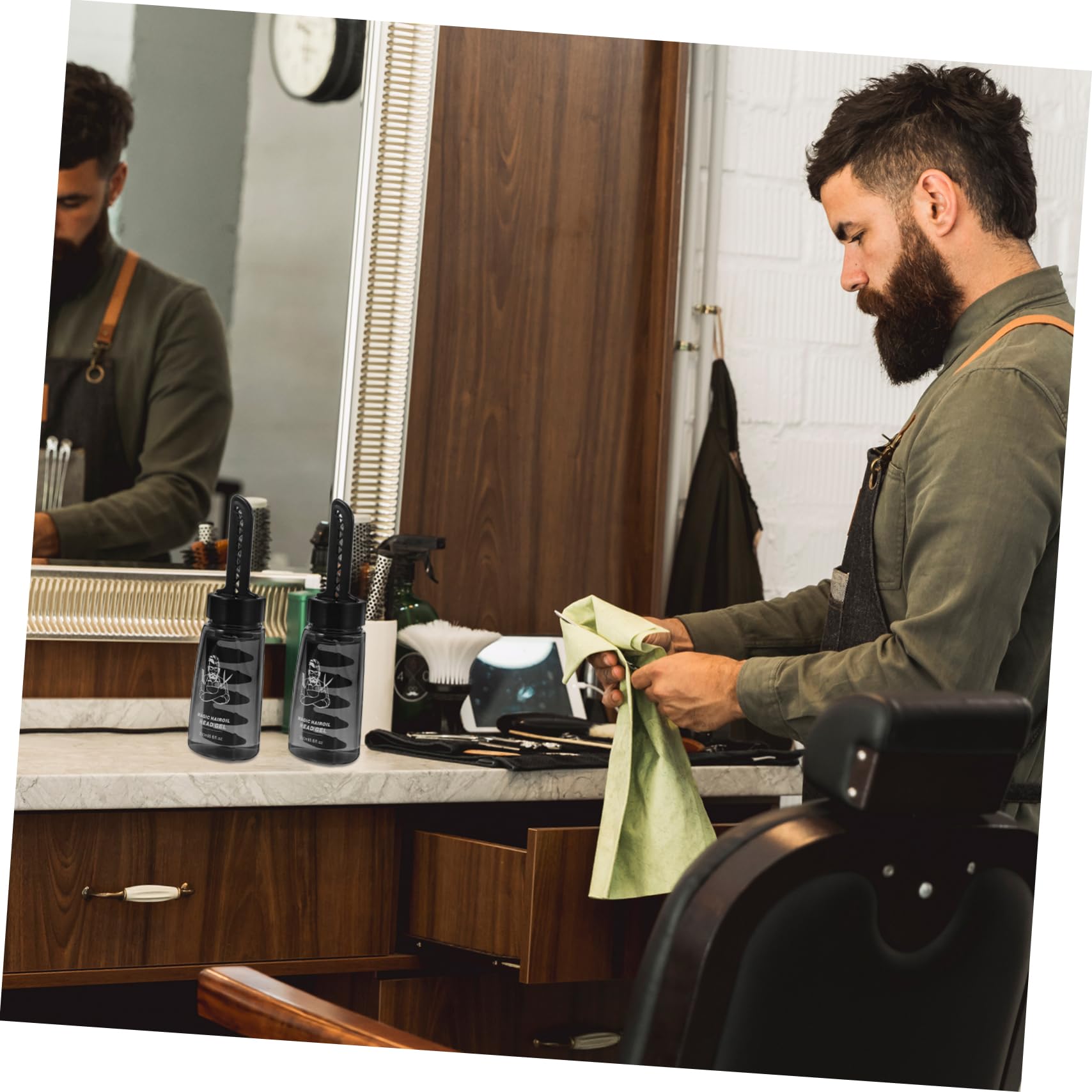 Healvian 3piezas Botella De Gel Cabello Vacía Rellenable Con Peine y Aplicador De Gel Fijador Pelo