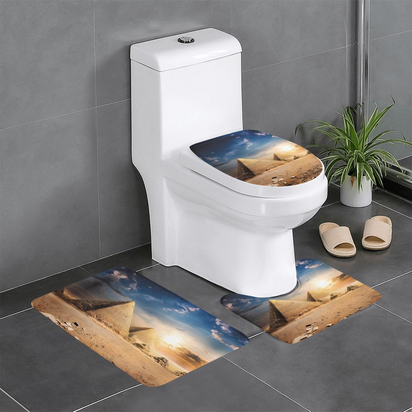 Tapis de bain absorbant lot de 3 égyptien pour éviter les sols glissants
