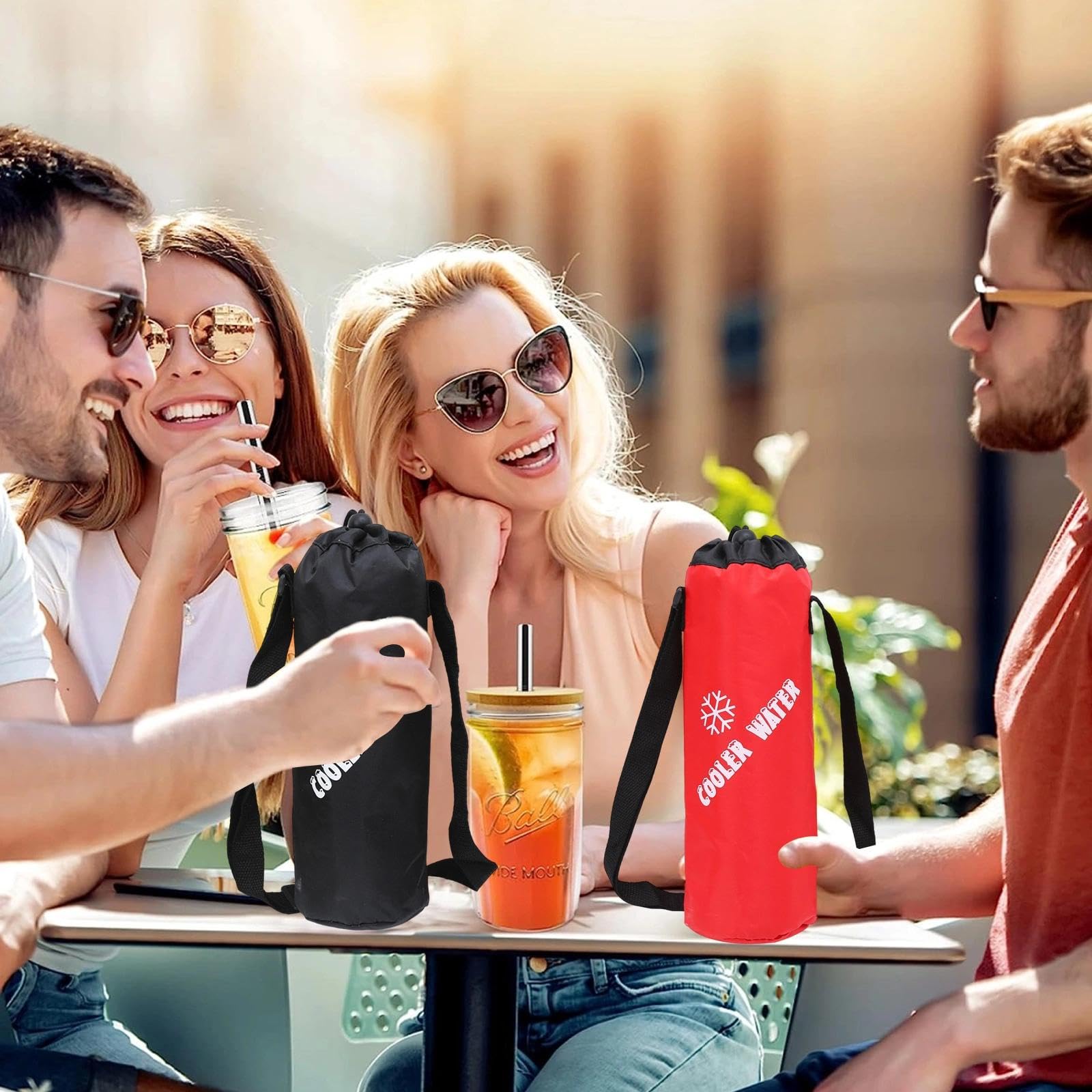 2PCS Borsa per Bottiglia Termica, Borsa Portatile per Bottiglia D'acquada 1.5 l, Piccola Borsa Termica per Bevande con Tracolla Regolabile per Esterni, ViaggiS