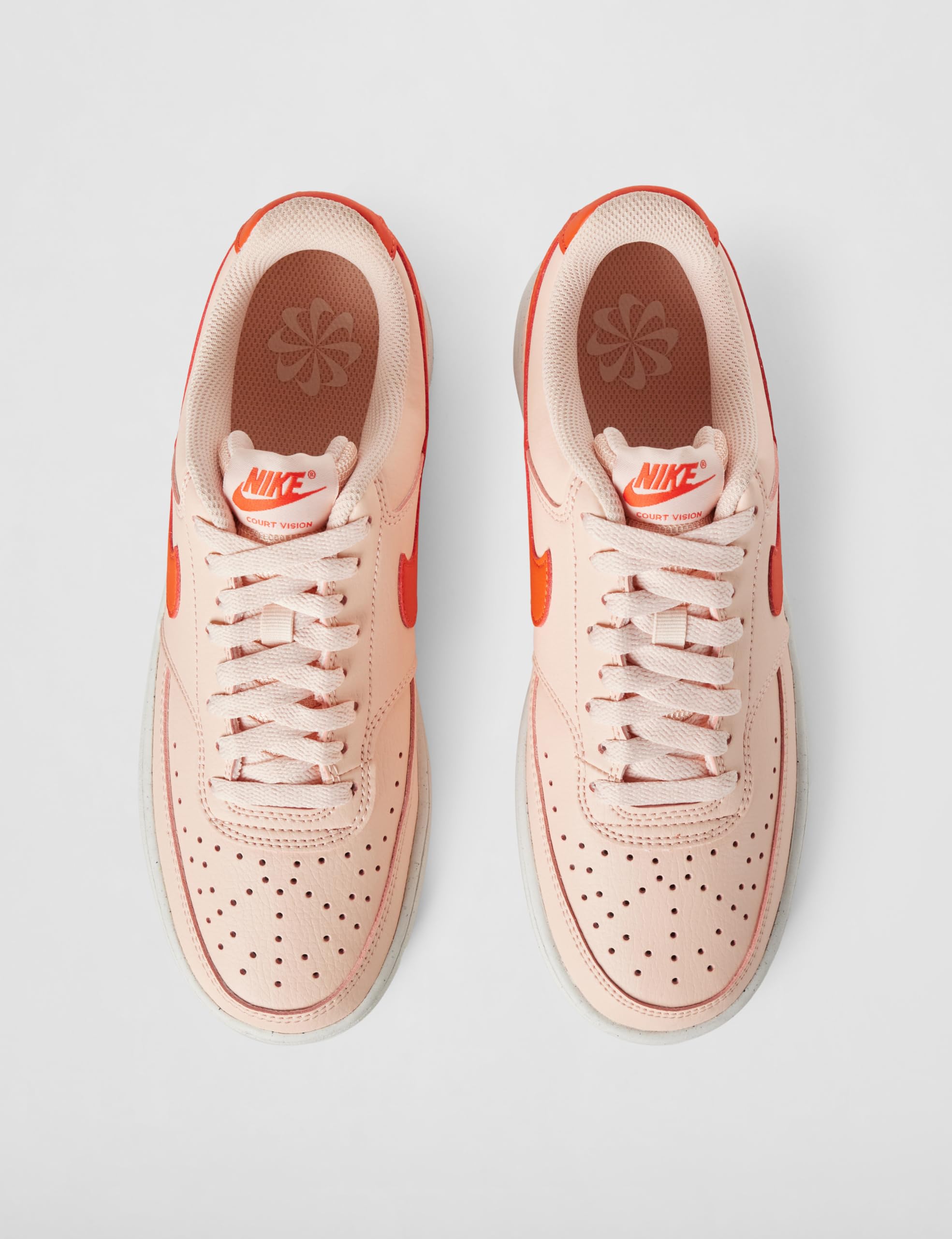 Nike Women's Court Vision Low Next Nature Shoes: 10 Washed Coral/Picante Red/Picante Red