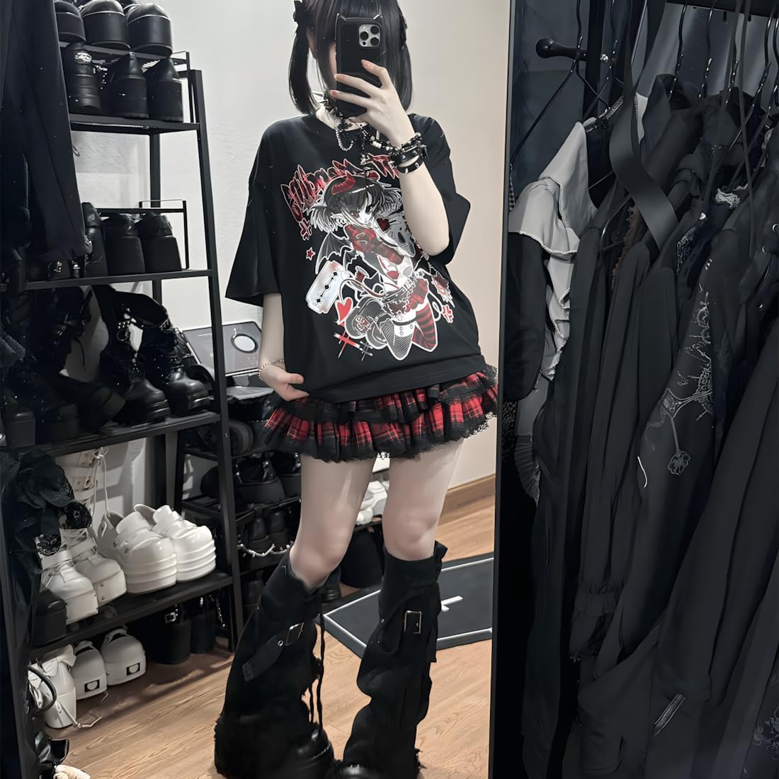 Kawaii Gothic Grunge Casual Style Crew Neck Short Sleeve Vintage Graphic Cartoon Toy Mending Print T-Shirt - Image 3