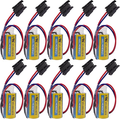Paquete de 10 baterías ER17330V/3.6V A6BAT MR-BAT ER17330 tamaño 2/3A PLC batería de litio con enchufe para servo controlador de la serie ANS