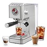 EM623 Espresso Machine 20 Bar with Steam Milk Frother, Stainless Steel Coffee Machine with Removable Water Tank for Cappuccino,Latte, Compact Stainless Steel Coffee maker for home,Great Gift
